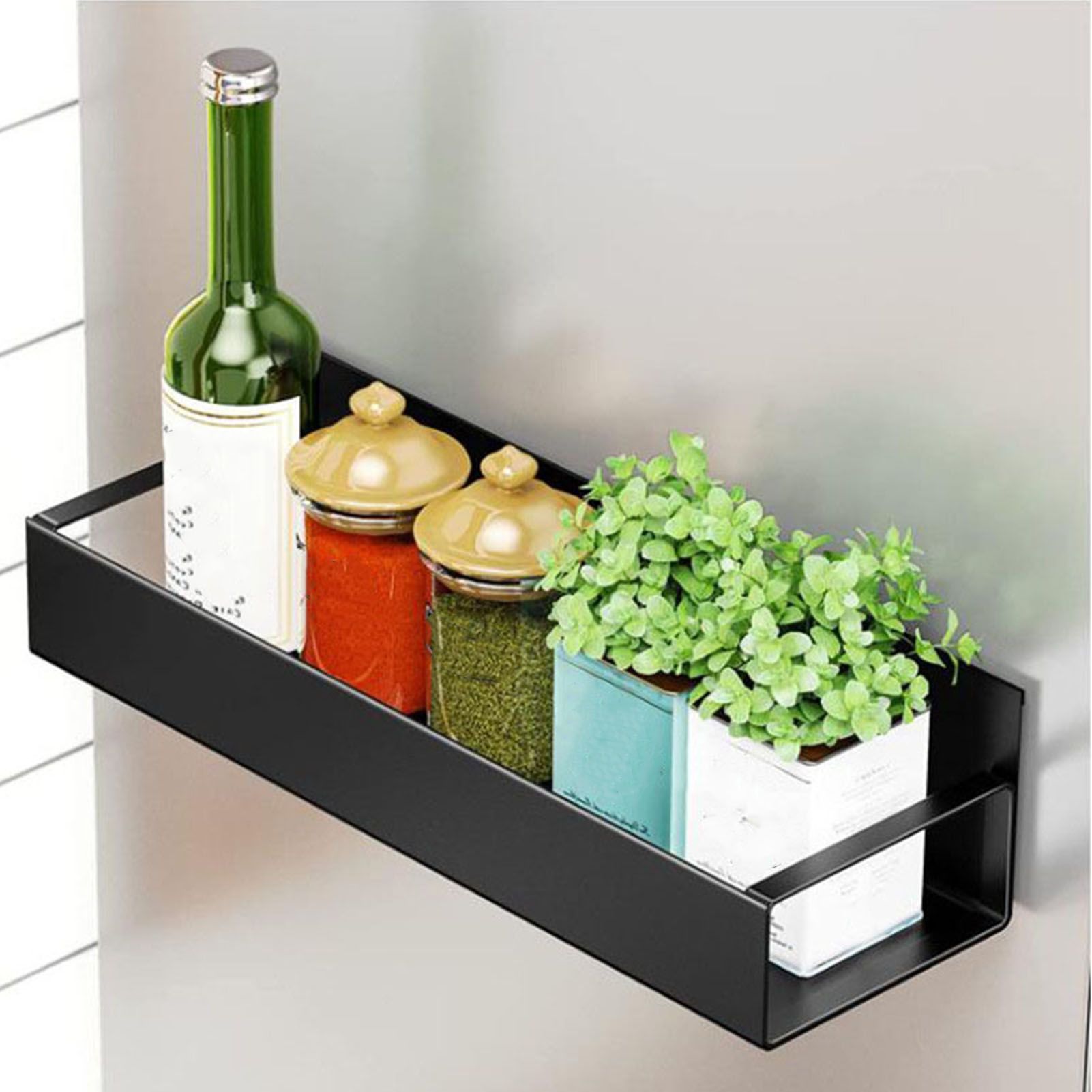 Fridge Spice Rack Magnetic with Hook Hanging Seasoning Holder Rack for Kitchen Storage Black 27x8.5x5cm / 10.6x3.3x2.0in - Image 6