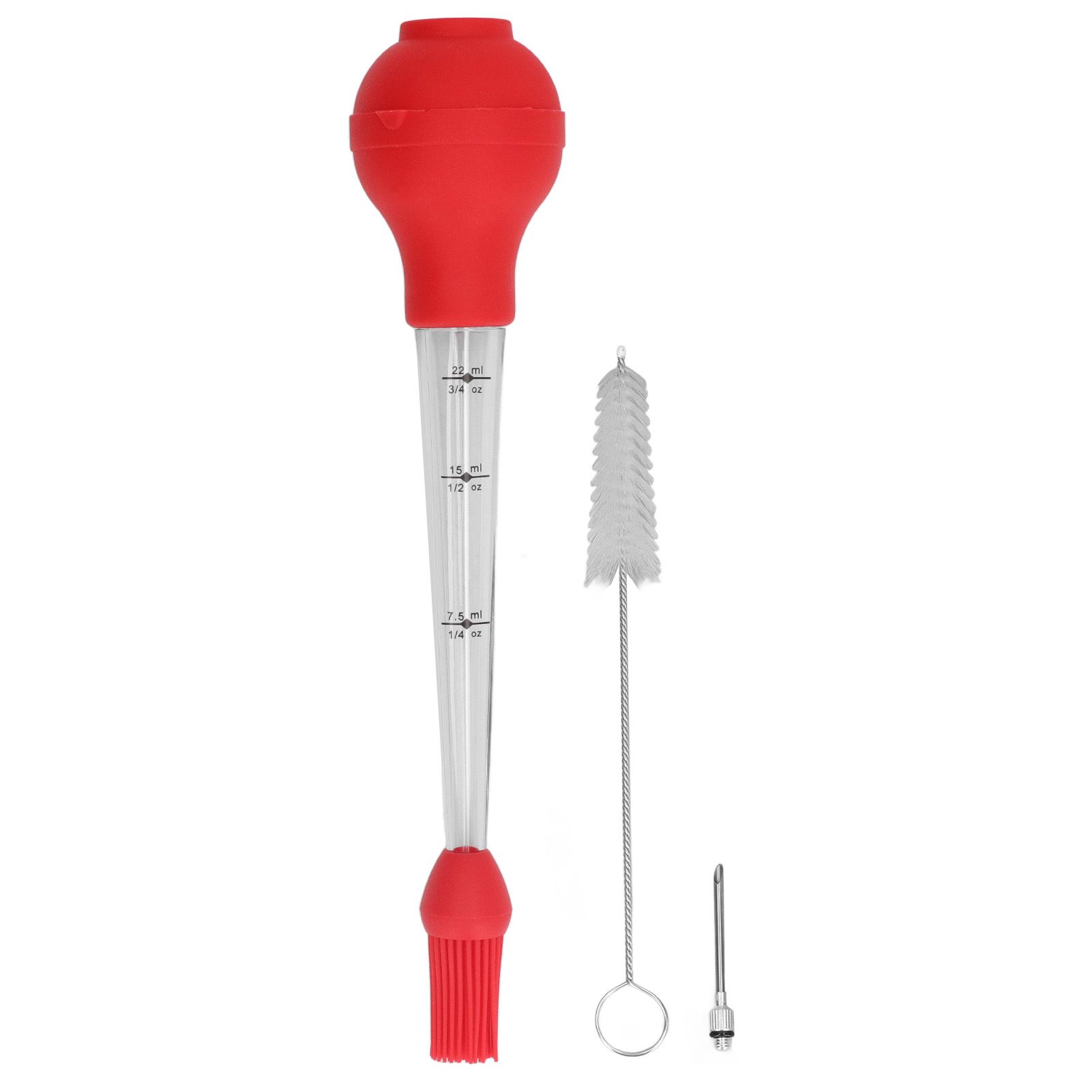 Turkey Baster Needle with Sauce Brush Barbecue Oil Drip Seasoning Tube Tools Sauce Needle Red - Image 1