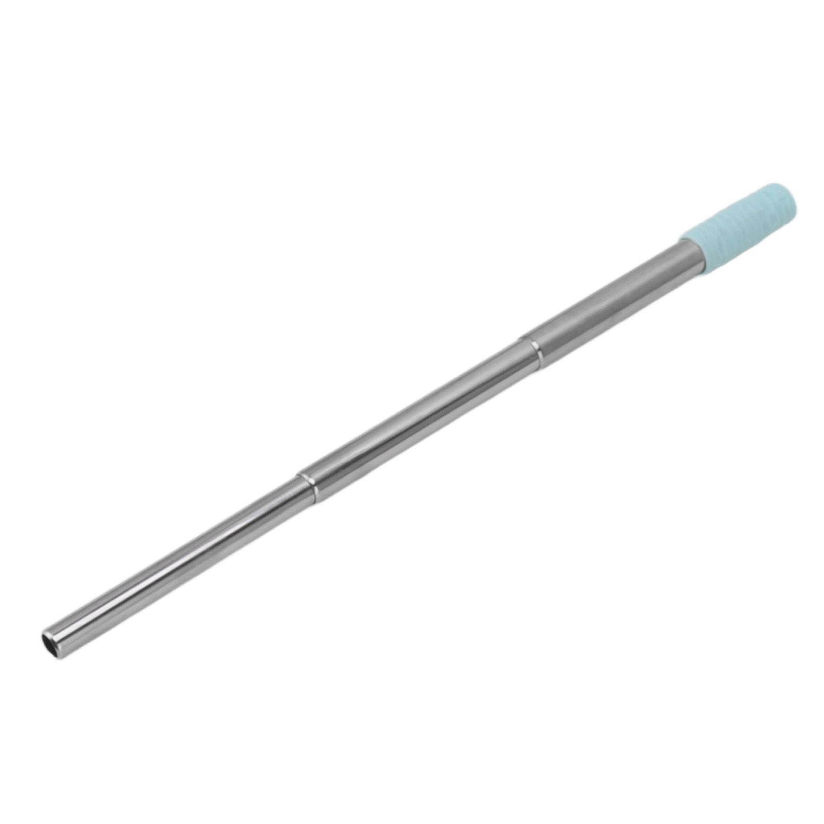 Collapsible Stainless Steel Drinking Straw Reusable Metal Straw with Cleaning Brush for Travel Work Blue - Image 2