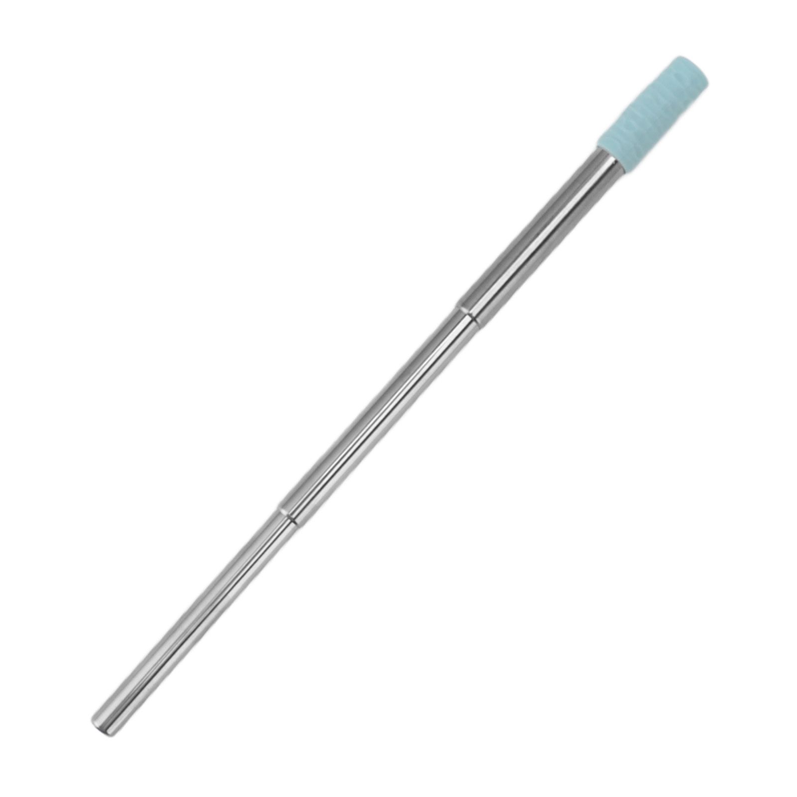 Collapsible Stainless Steel Drinking Straw Reusable Metal Straw with Cleaning Brush for Travel Work Blue - Image 7
