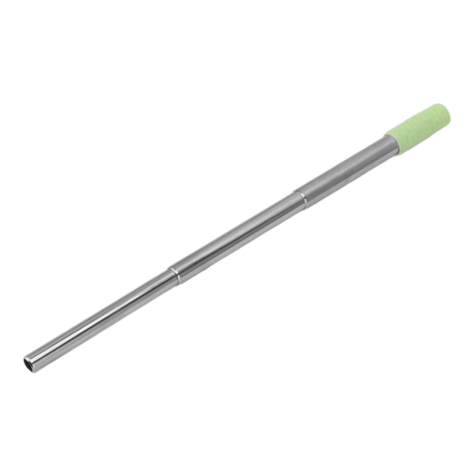 Collapsible Stainless Steel Drinking Straw Reusable Metal Straw with Cleaning Brush for Travel Work Green - Image 2