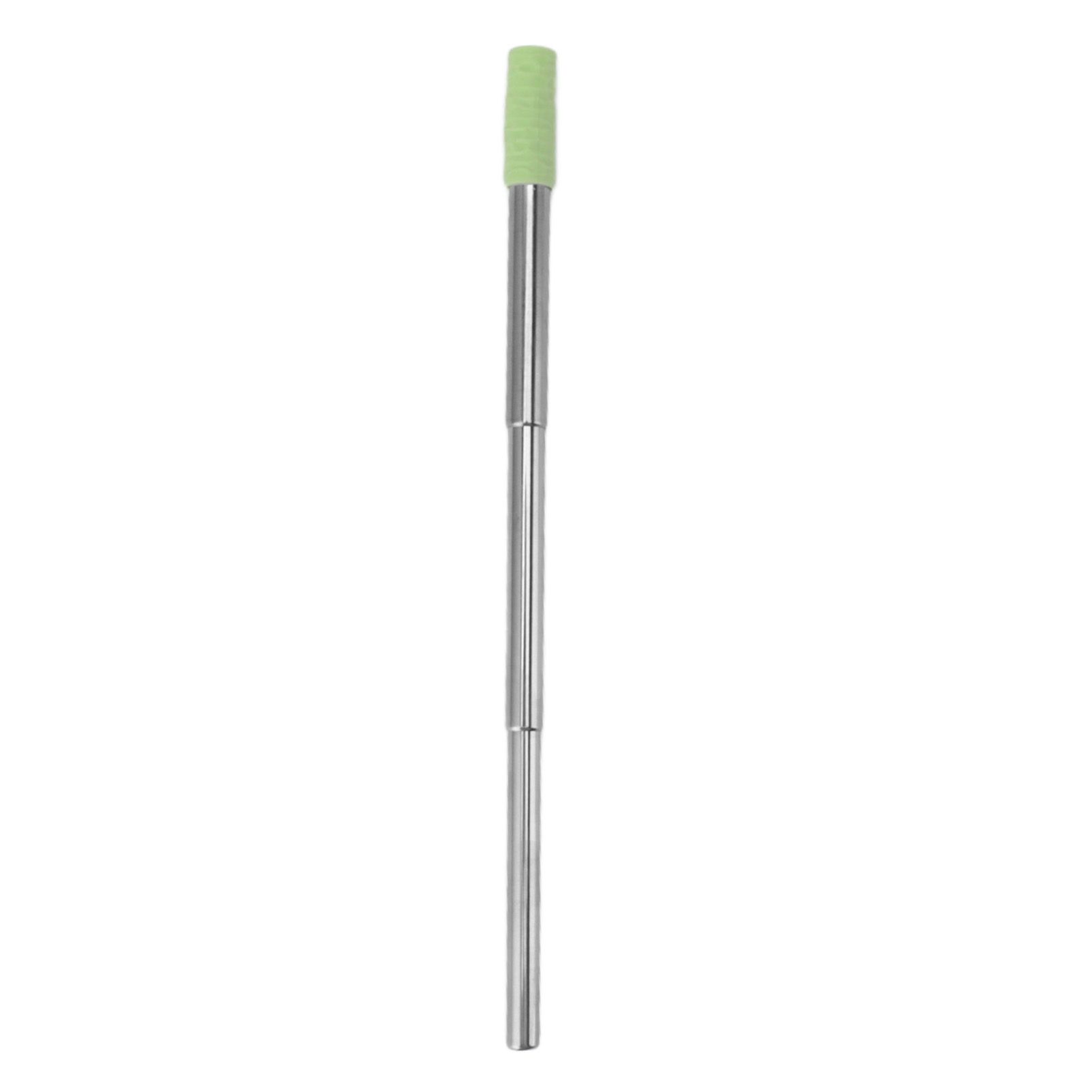 Collapsible Stainless Steel Drinking Straw Reusable Metal Straw with Cleaning Brush for Travel Work Green - Image 3