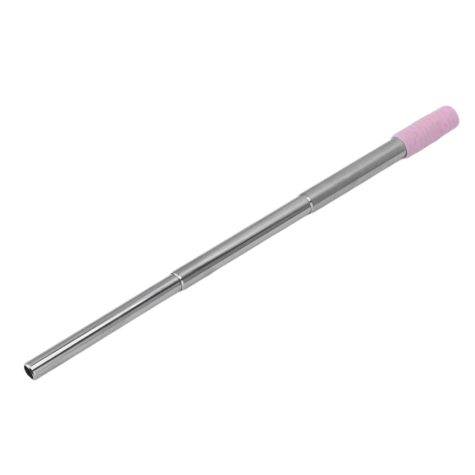 Collapsible Stainless Steel Drinking Straw Reusable Metal Straw with Cleaning Brush for Travel Work Purple - Image 2