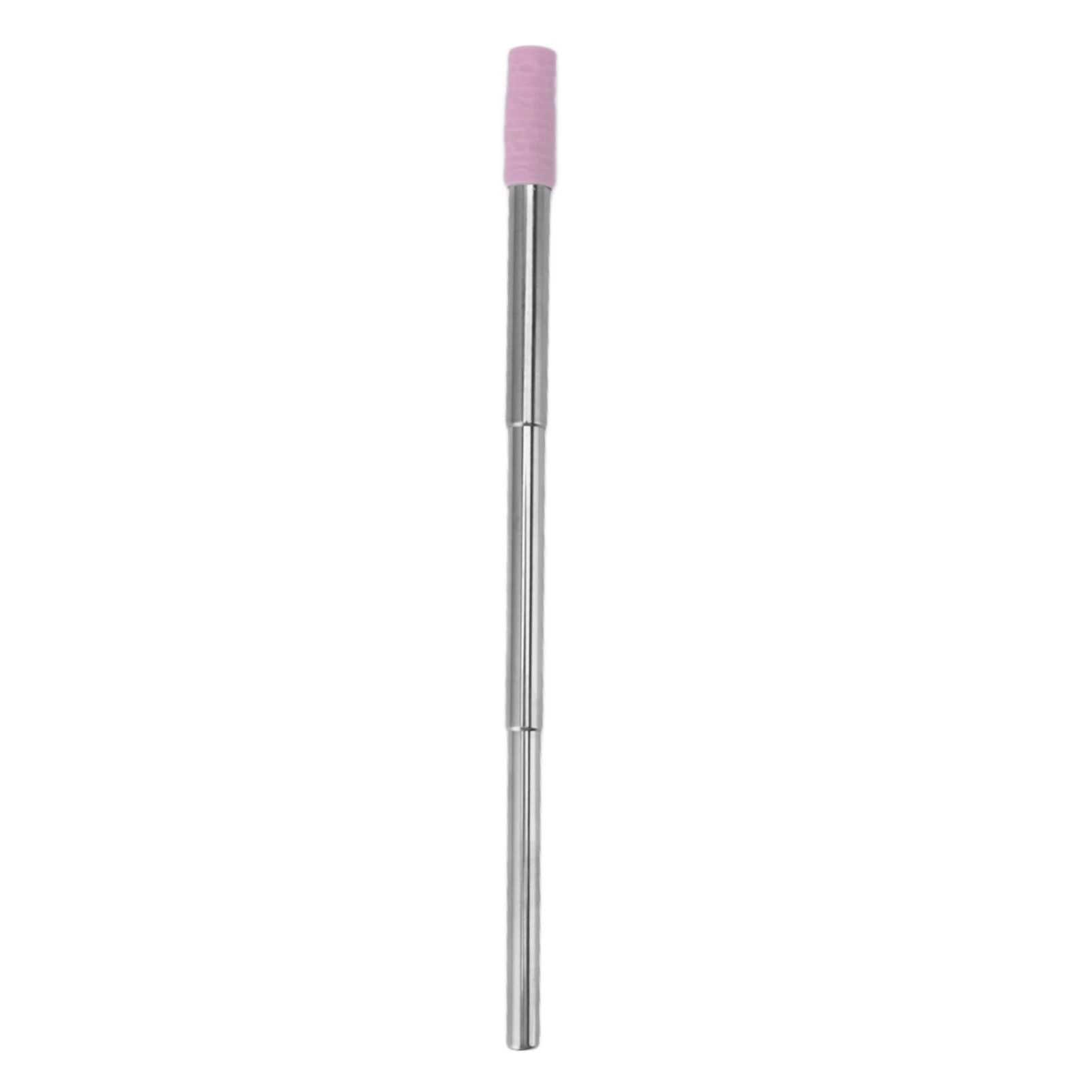 Collapsible Stainless Steel Drinking Straw Reusable Metal Straw with Cleaning Brush for Travel Work Purple - Image 3