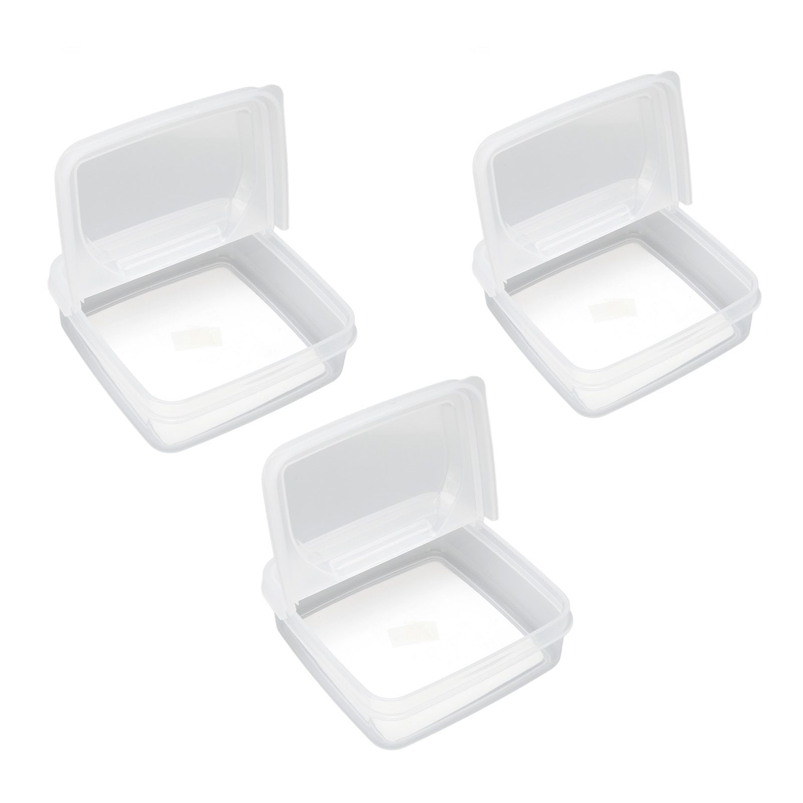 3Pcs Flip Lid Cheese Container Transparent Clear PP Food Storage Box Case for Fridge - Image 1