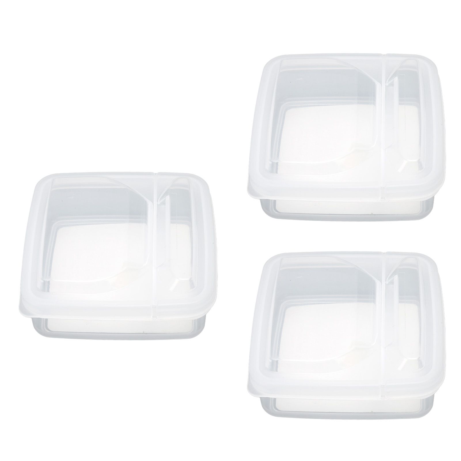 3Pcs Flip Lid Cheese Container Transparent Clear PP Food Storage Box Case for Fridge - Image 2