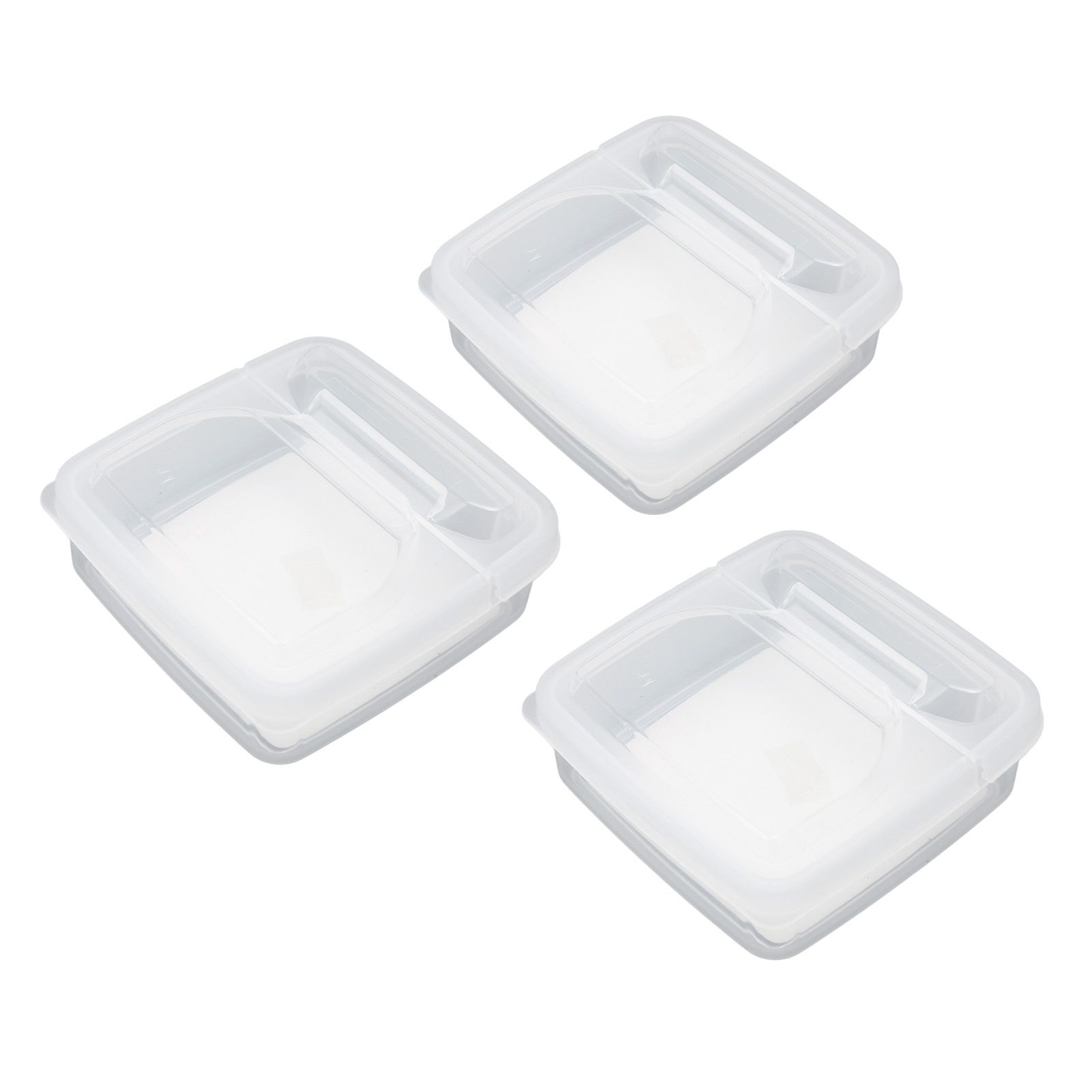 3Pcs Flip Lid Cheese Container Transparent Clear PP Food Storage Box Case for Fridge - Image 3
