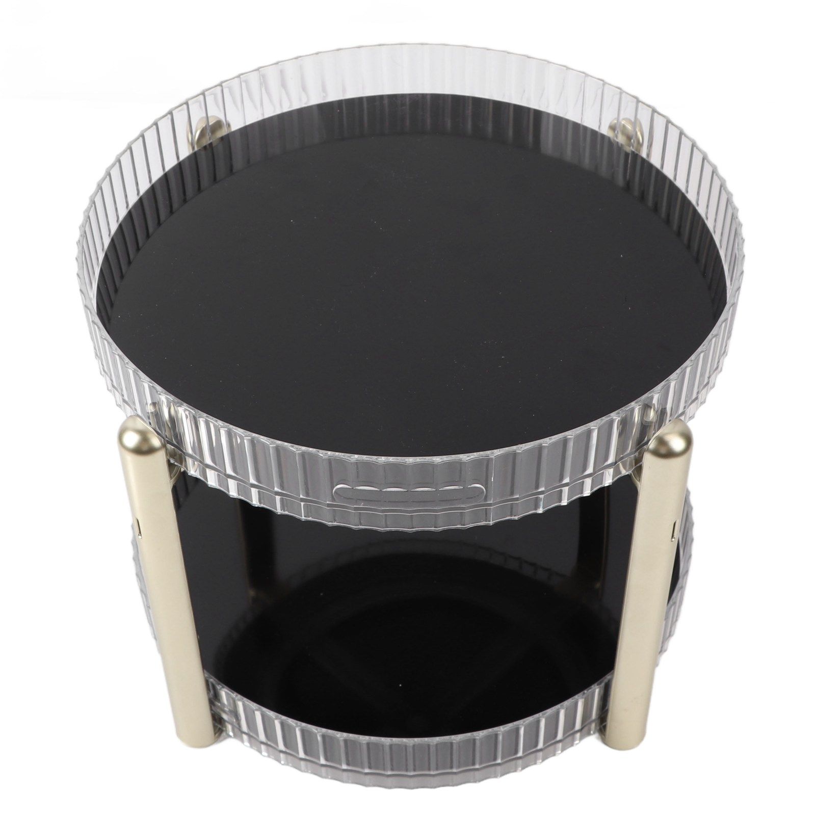 Double Layer Rotating Makeup Organizer Multifunctional Rotating Cosmetic Shelf for Home Translucent White - Image 2