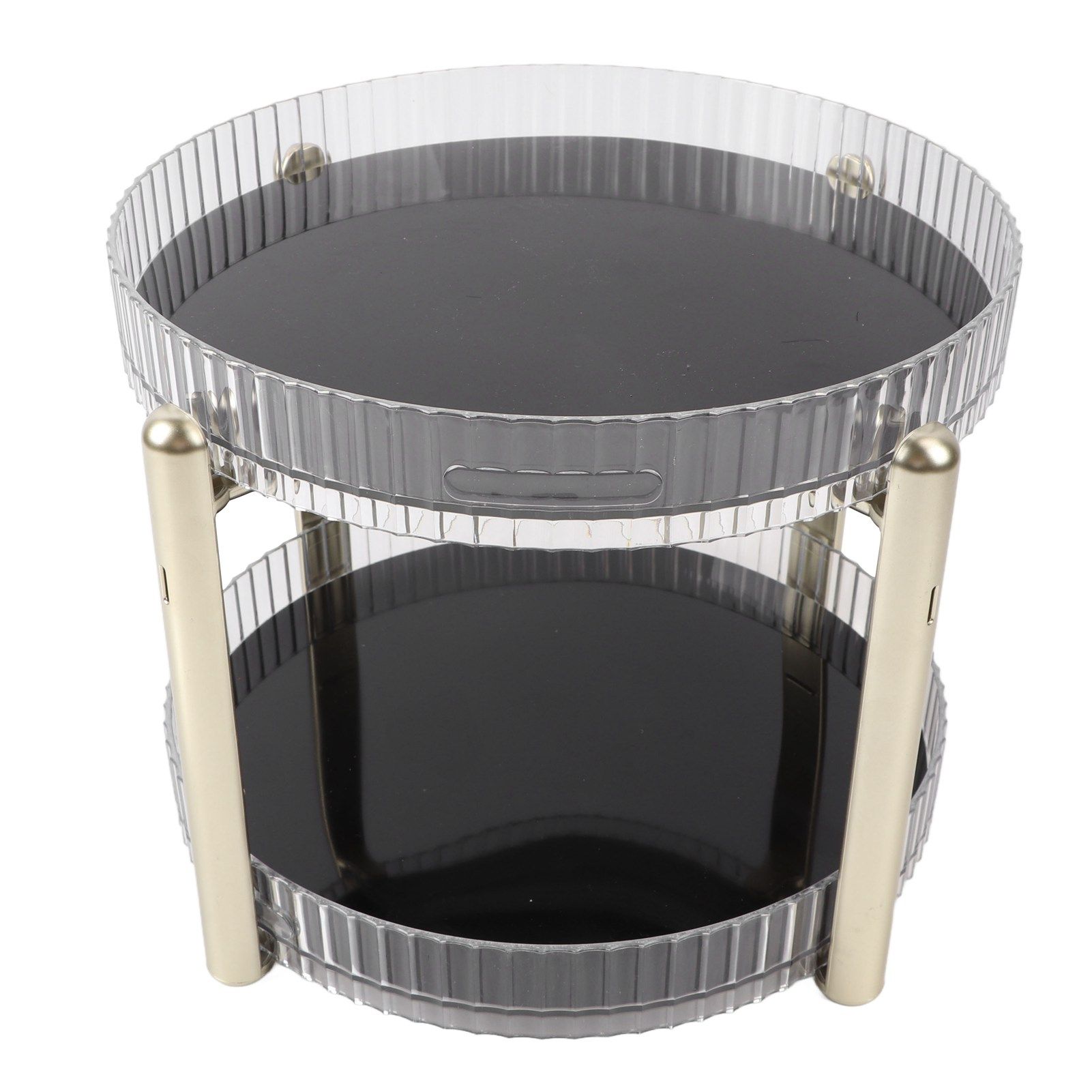 Double Layer Rotating Makeup Organizer Multifunctional Rotating Cosmetic Shelf for Home Translucent White - Image 3