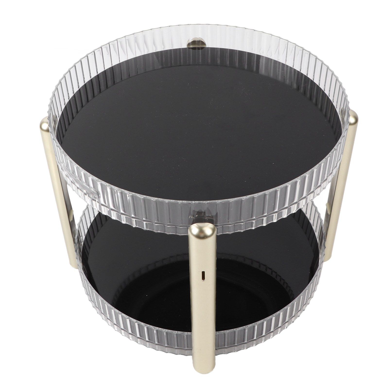 Double Layer Rotating Makeup Organizer Multifunctional Rotating Cosmetic Shelf for Home Translucent White - Image 5