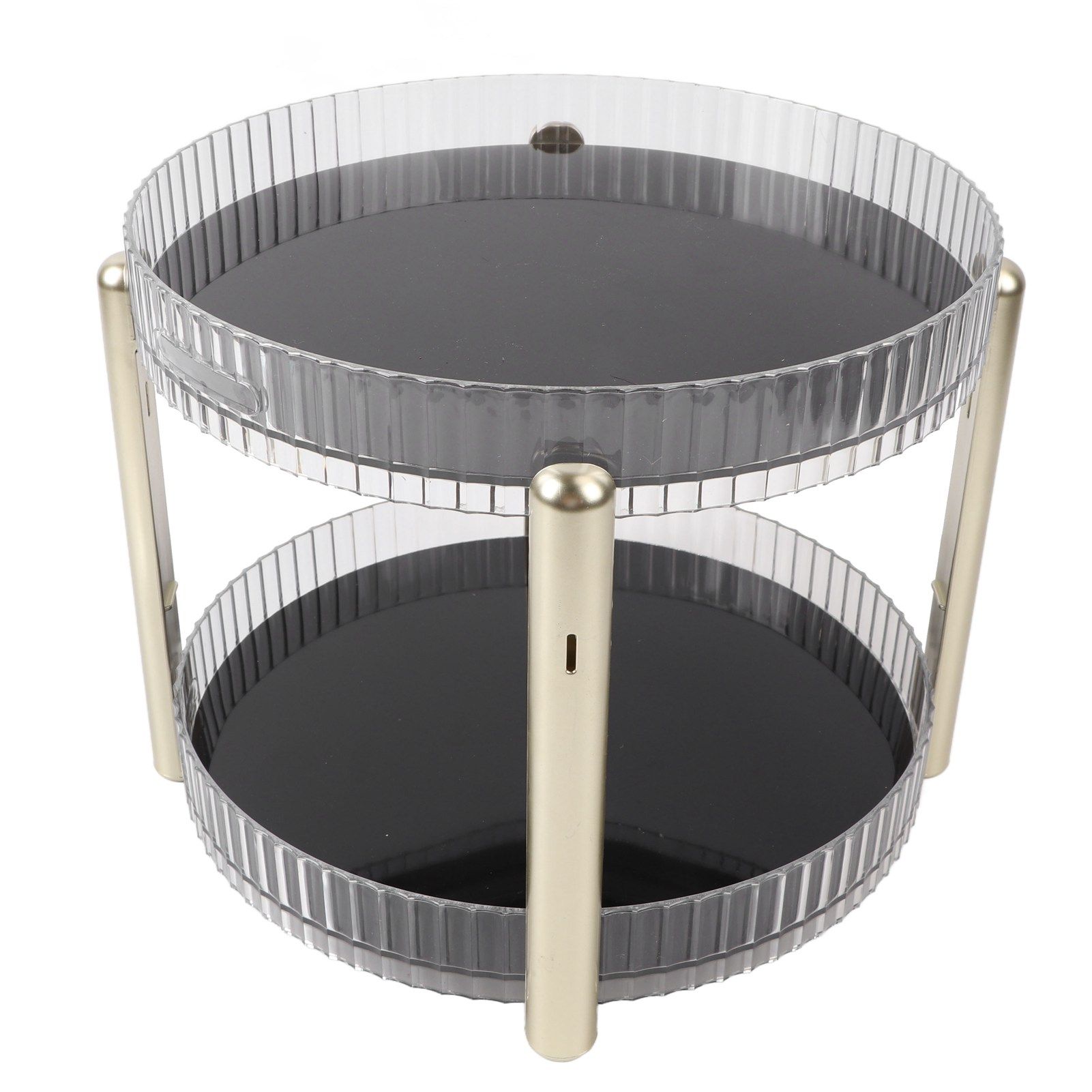 Double Layer Rotating Makeup Organizer Multifunctional Rotating Cosmetic Shelf for Home Translucent White - Image 6