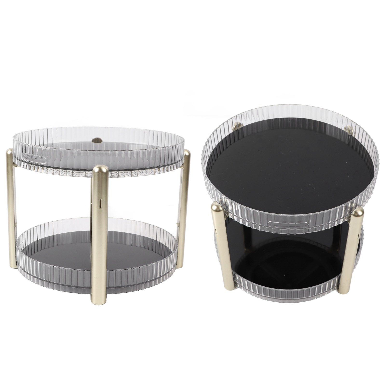 Double Layer Rotating Makeup Organizer Multifunctional Rotating Cosmetic Shelf for Home Translucent White - Image 7