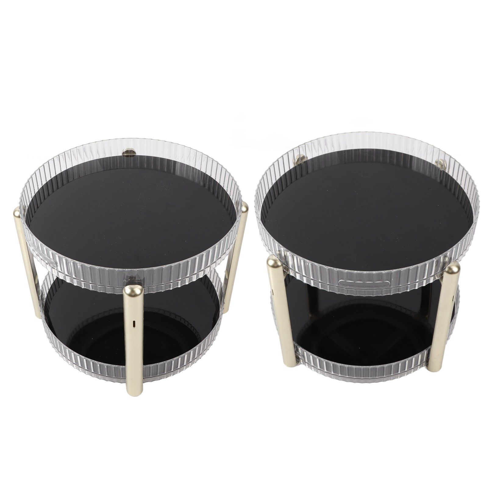 Double Layer Rotating Makeup Organizer Multifunctional Rotating Cosmetic Shelf for Home Translucent White - Image 8