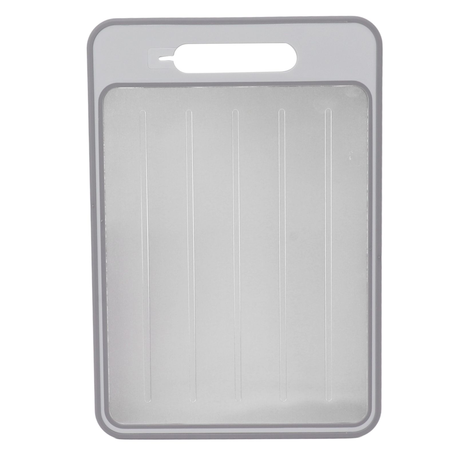 Double Sided Cutting Board Rapid Thawing and Grinding Plate with Knife Sharpener for Kitchen Grey - Image 1