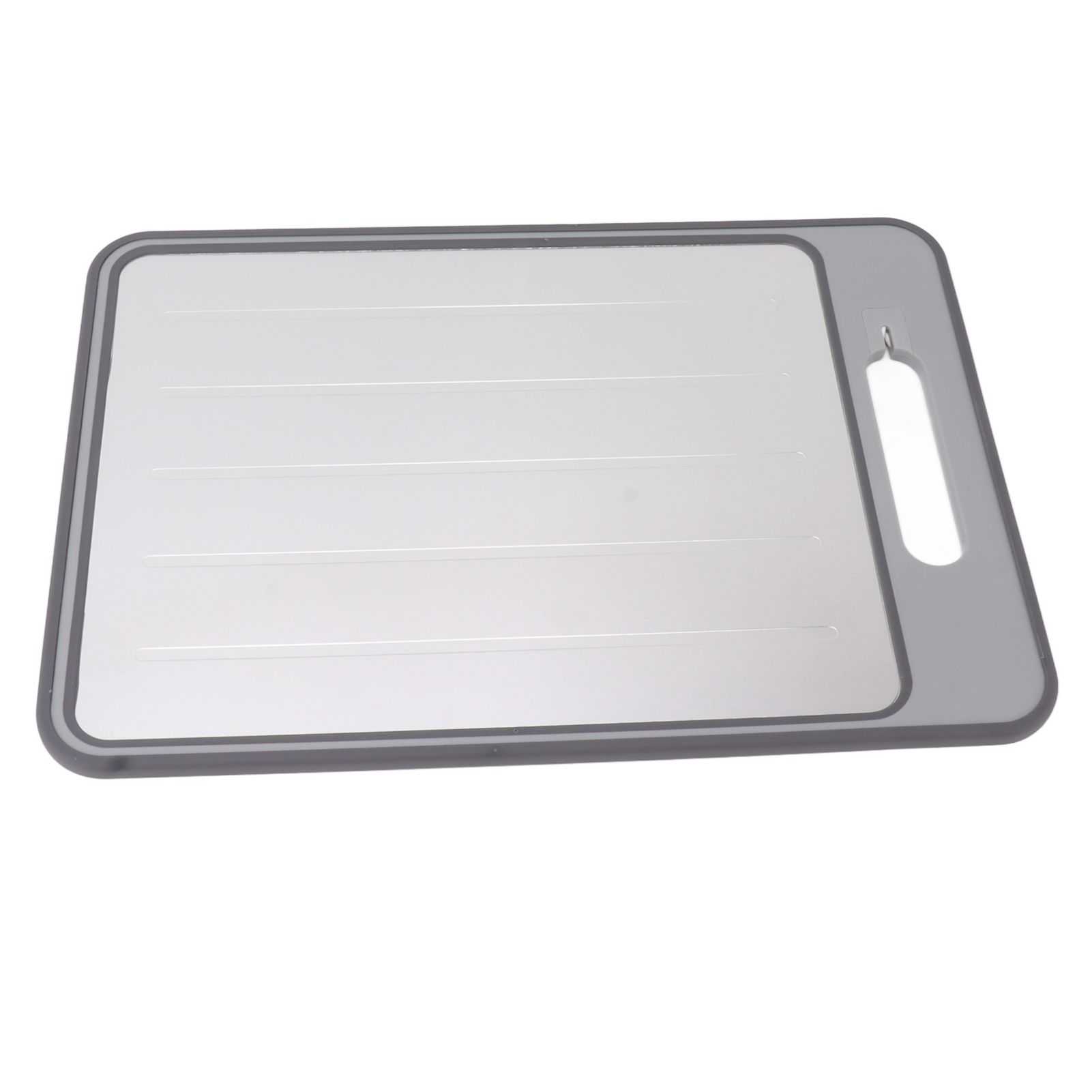 Double Sided Cutting Board Rapid Thawing and Grinding Plate with Knife Sharpener for Kitchen Grey - Image 2