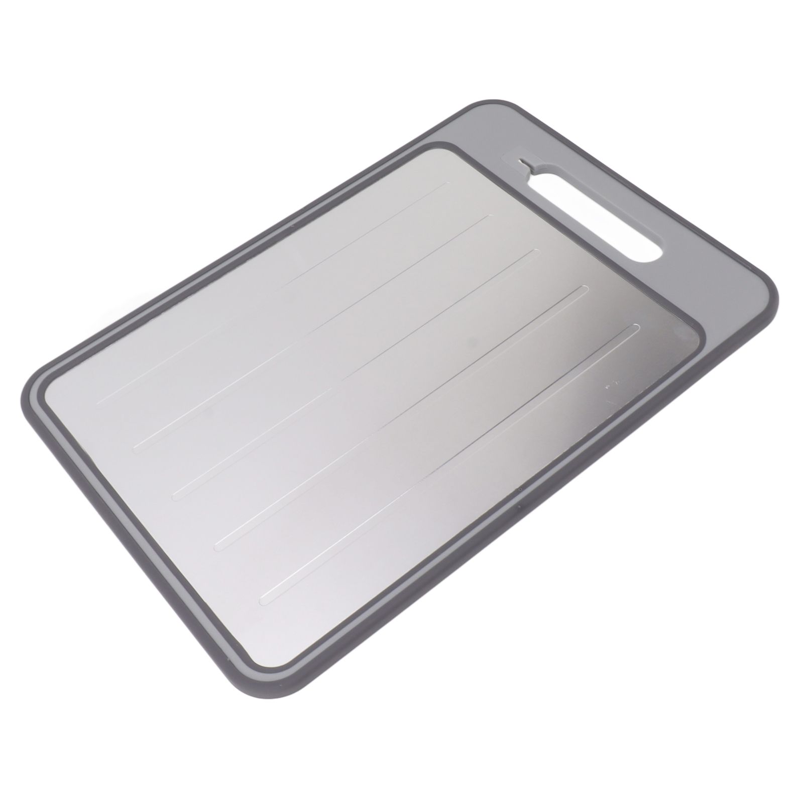 Double Sided Cutting Board Rapid Thawing and Grinding Plate with Knife Sharpener for Kitchen Grey - Image 3