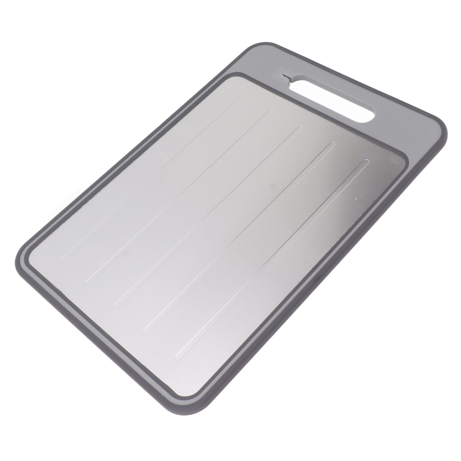 Double Sided Cutting Board Rapid Thawing and Grinding Plate with Knife Sharpener for Kitchen Grey - Image 5