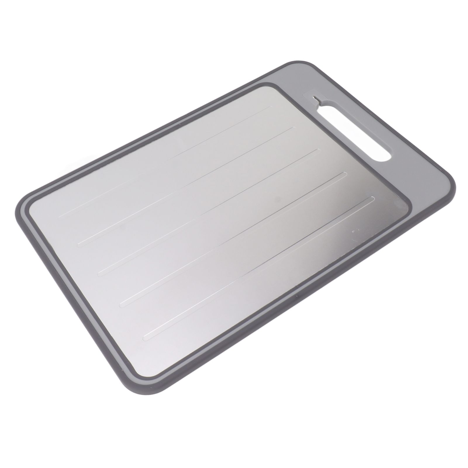 Double Sided Cutting Board Rapid Thawing and Grinding Plate with Knife Sharpener for Kitchen Grey - Image 7