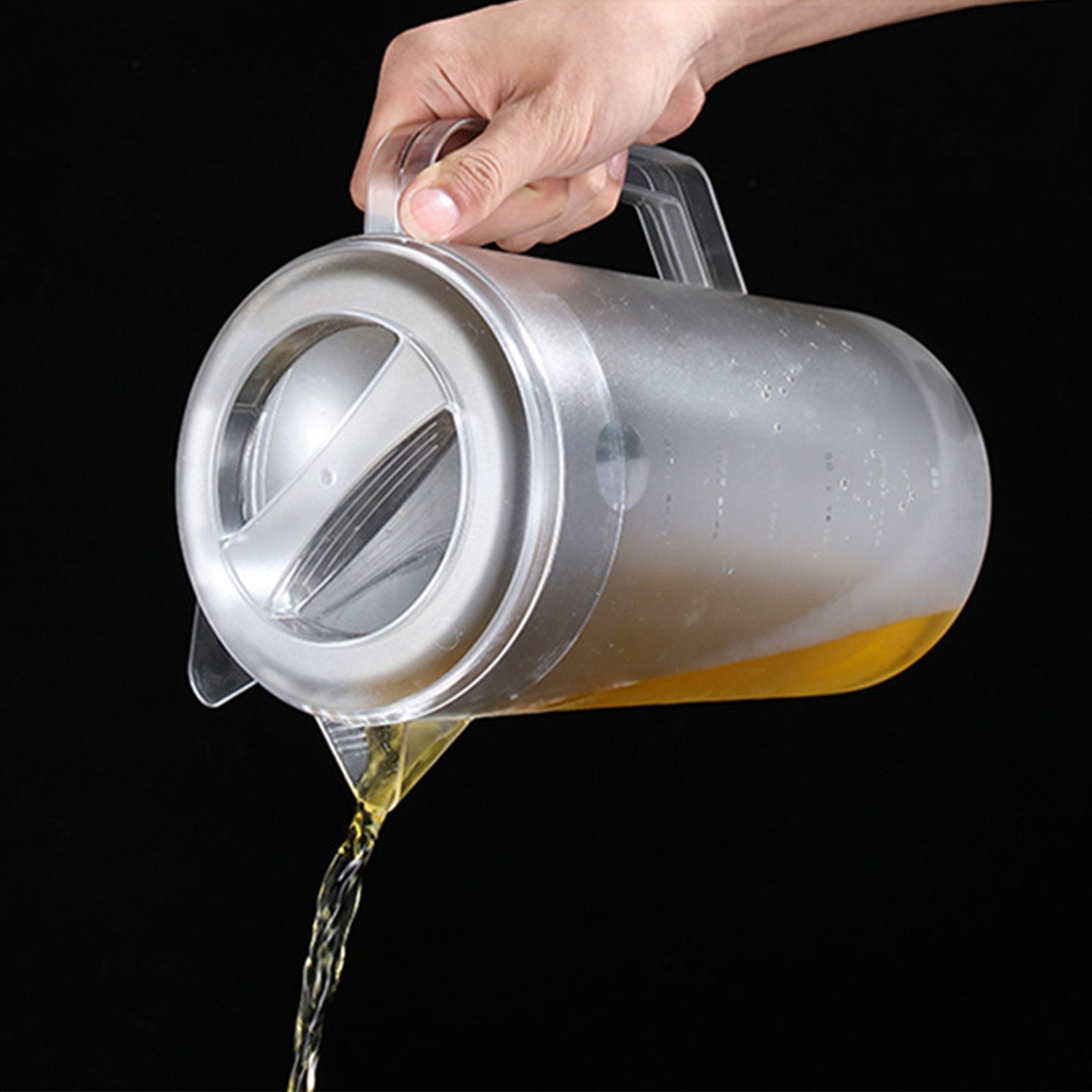 Water Pitcher PC Plastic High Temperature Resistance Frosted Kettle Mix Drinks Water Jug with Scale and Lid for Lemonade Beverage Ice Tea Transparent 5000ml - Image 6