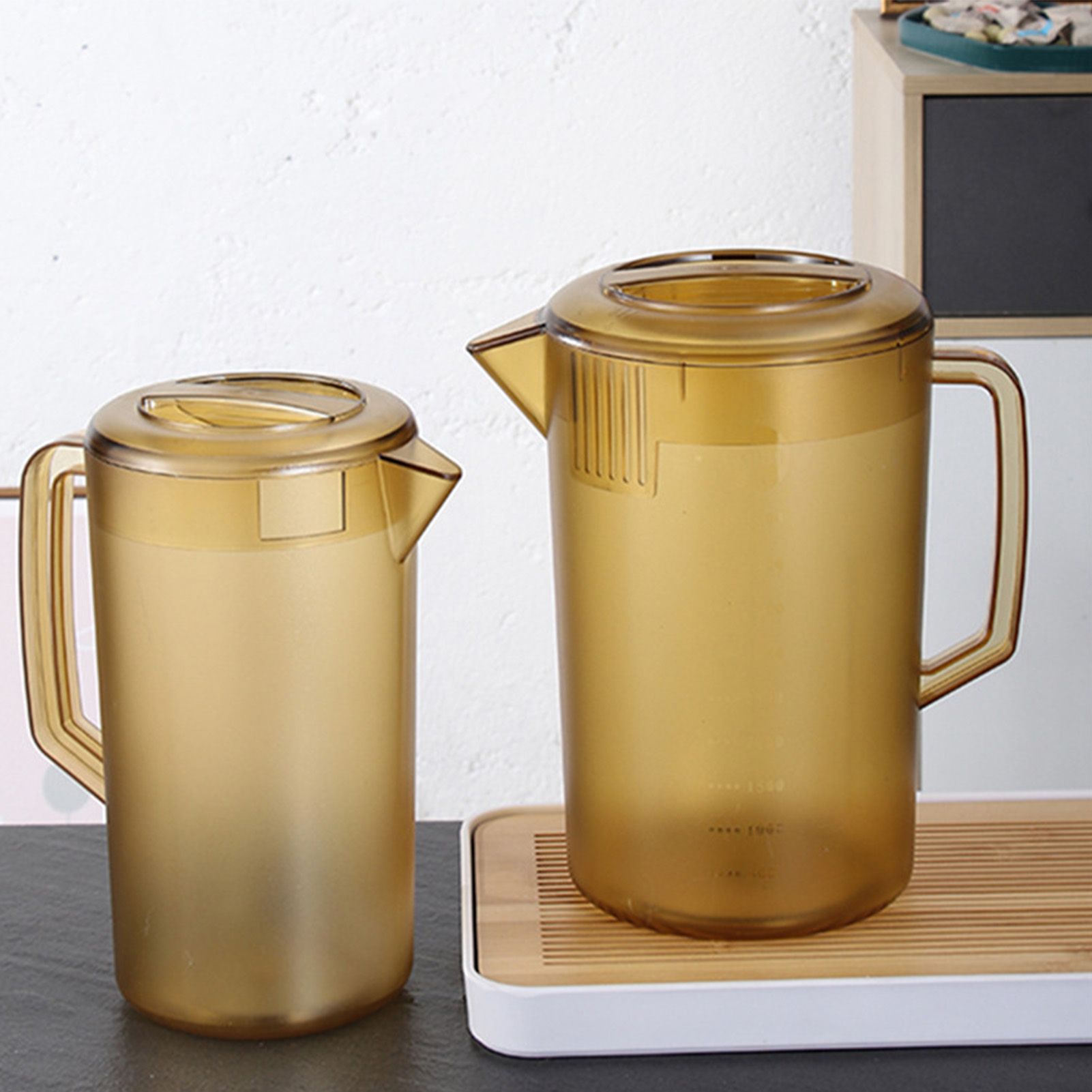 Water Pitcher PC Plastic High Temperature Resistance Frosted Kettle Mix Drinks Water Jug with Scale and Lid for Lemonade Beverage Ice Tea Dark Brown 3500ml - Image 5