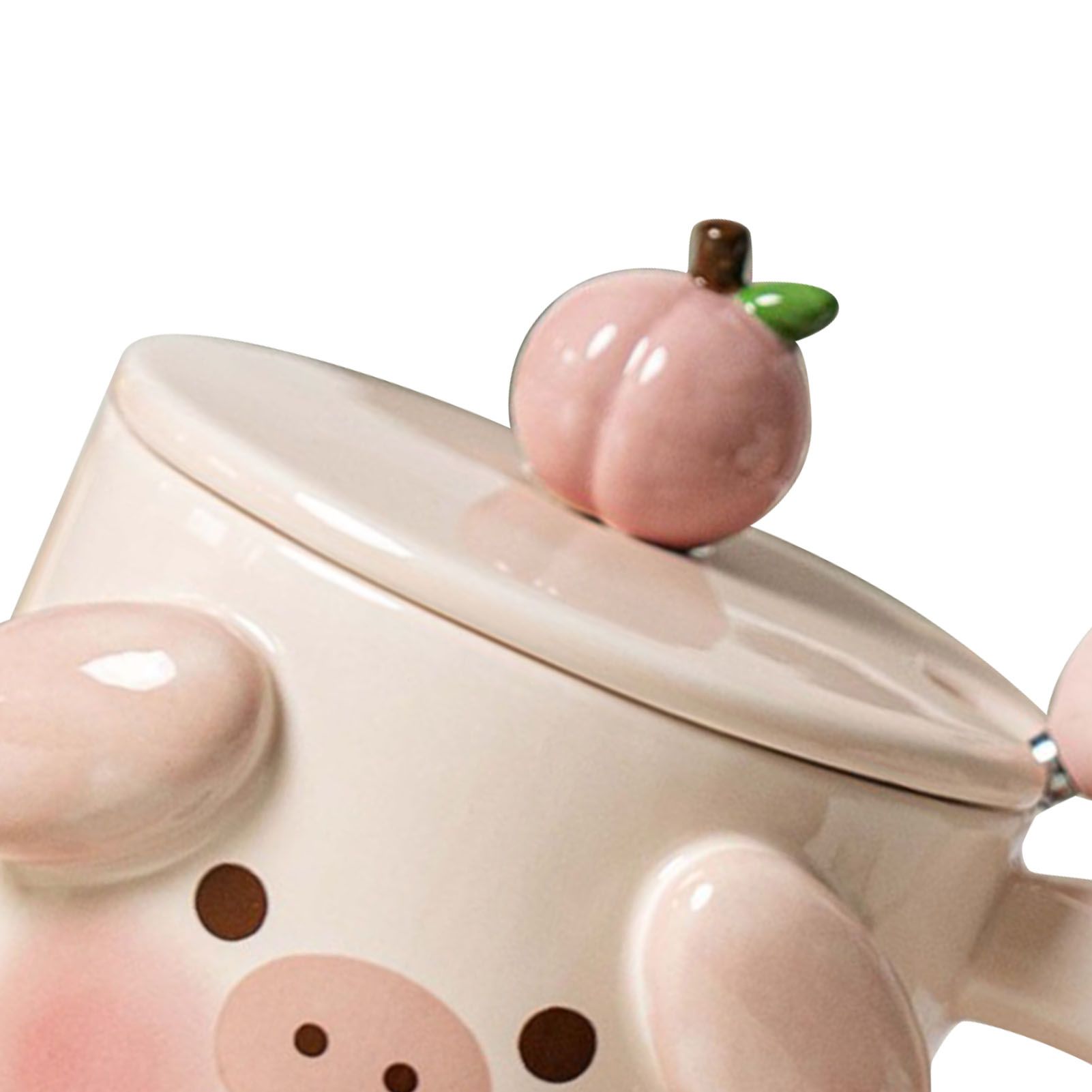Cartoon Coffee Mug with Spoon Lid Cute Lovely Animal Shape Milk Cup Mug for Office School Pig Type - Image 7