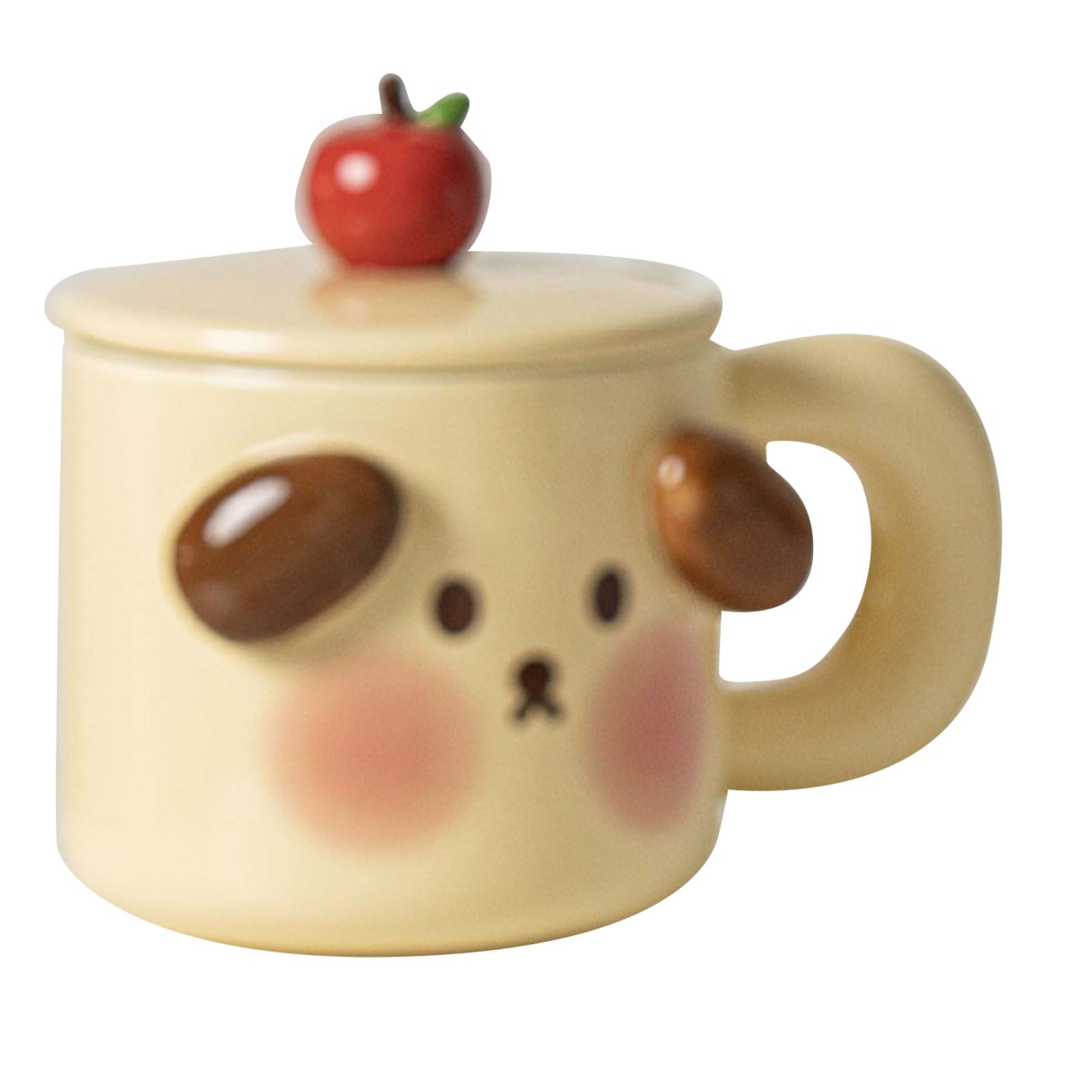 Cartoon Coffee Mug with Spoon Lid Cute Lovely Animal Shape Milk Cup Mug for Office School Bear Type - Image 1