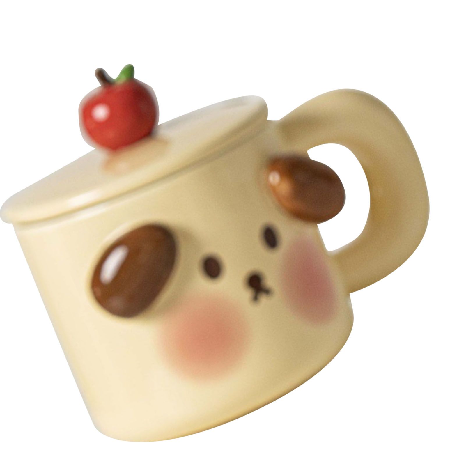 Cartoon Coffee Mug with Spoon Lid Cute Lovely Animal Shape Milk Cup Mug for Office School Bear Type - Image 3