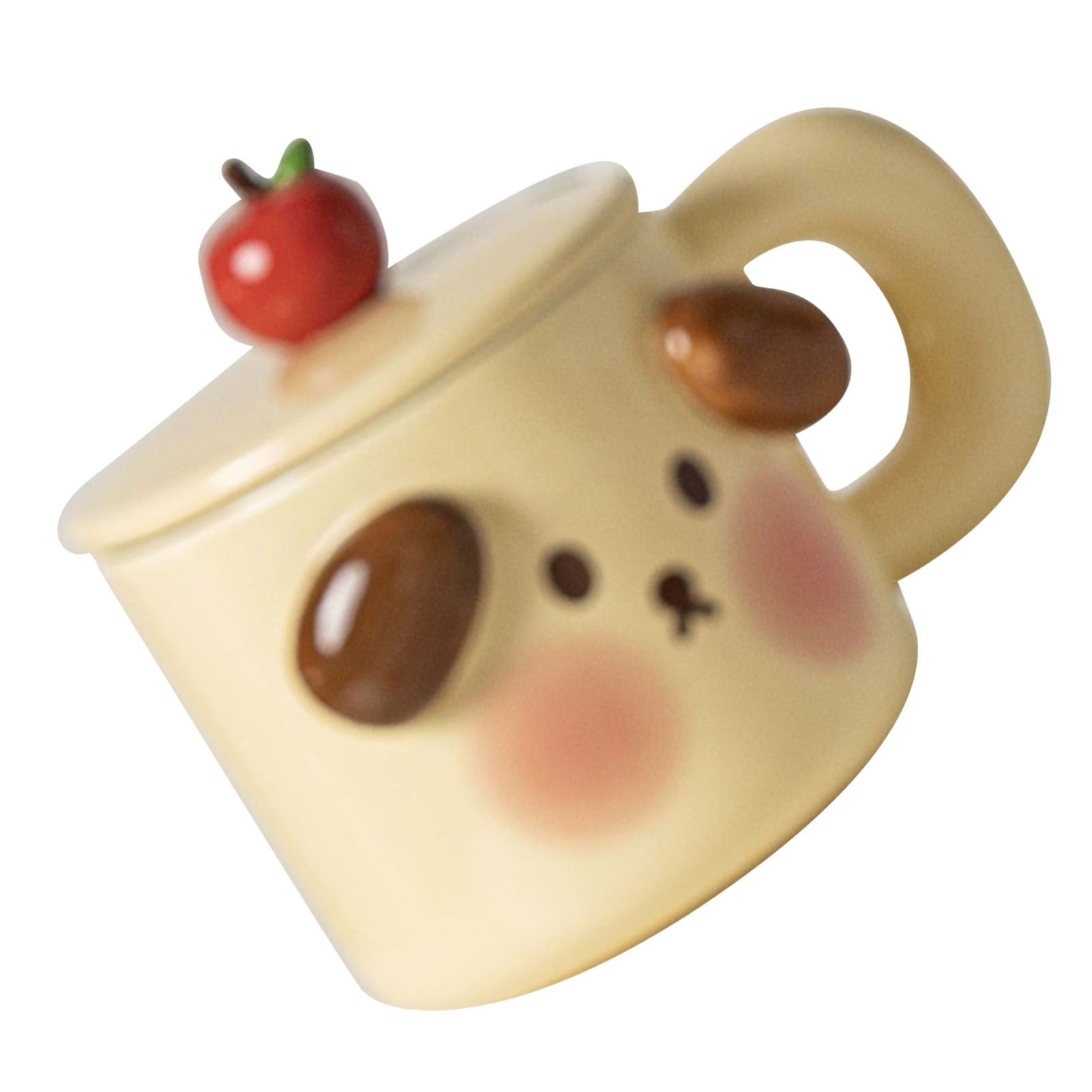 Cartoon Coffee Mug with Spoon Lid Cute Lovely Animal Shape Milk Cup Mug for Office School Bear Type - Image 4