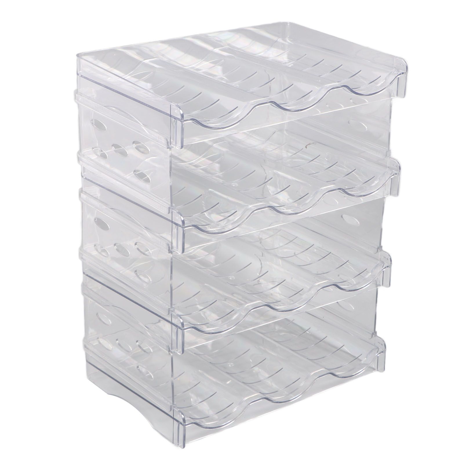 Transparent Water Bottle Organizer 4 Pack Stackable Plastic Water Bottle Cup Holder Detachable Kitchen Pantry Organization Storage Shelf for Cabinet - Image 6