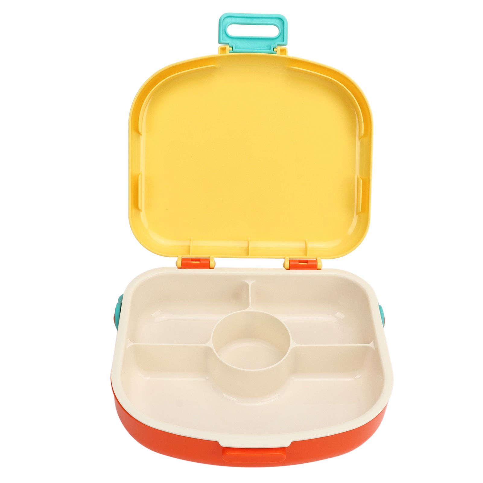 Bento Lunch Box ABS Separate Compartments with Buckle Handle Leakage Proof Air Hole Heat Resistant Bento Box with Spoon Fork Yellow - Image 8