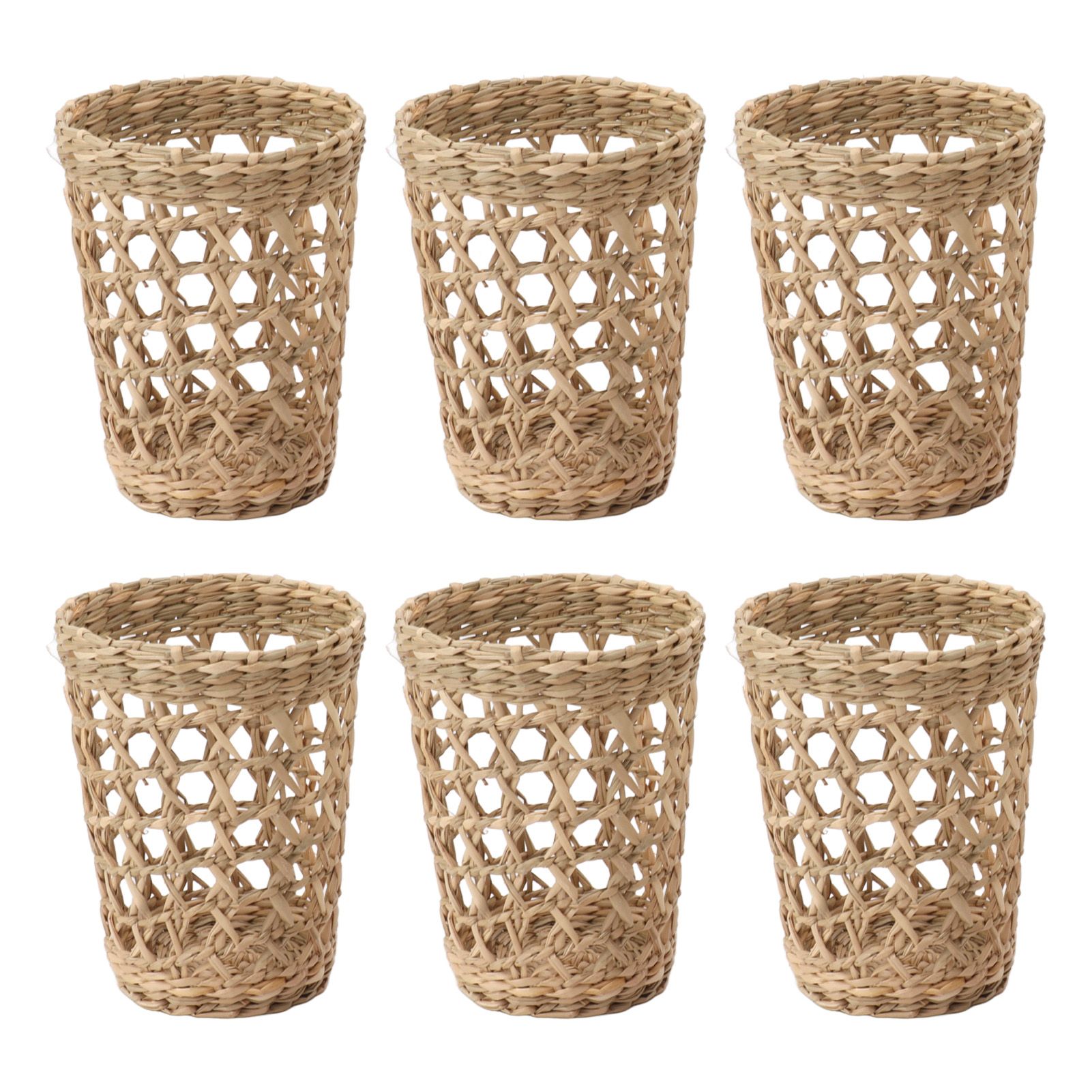 6 PCS Woven Cup Holders Anti Scald Hollow Straw Woven Glass Cup Sleeve for Glass Bottles Plastic Cups Mugs - Image 1