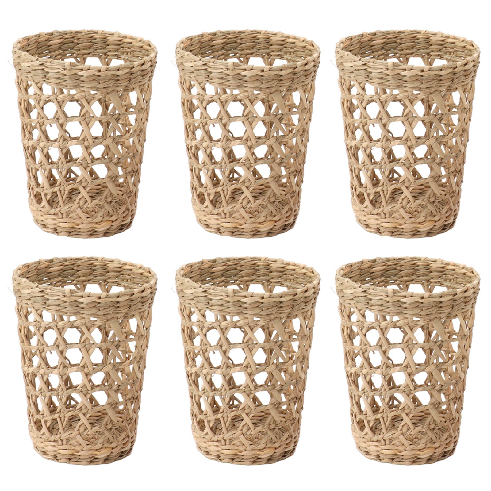 6 PCS Woven Cup Holders Anti Scald Hollow Straw Woven Glass Cup Sleeve for Glass Bottles Plastic Cups Mugs - Image 2