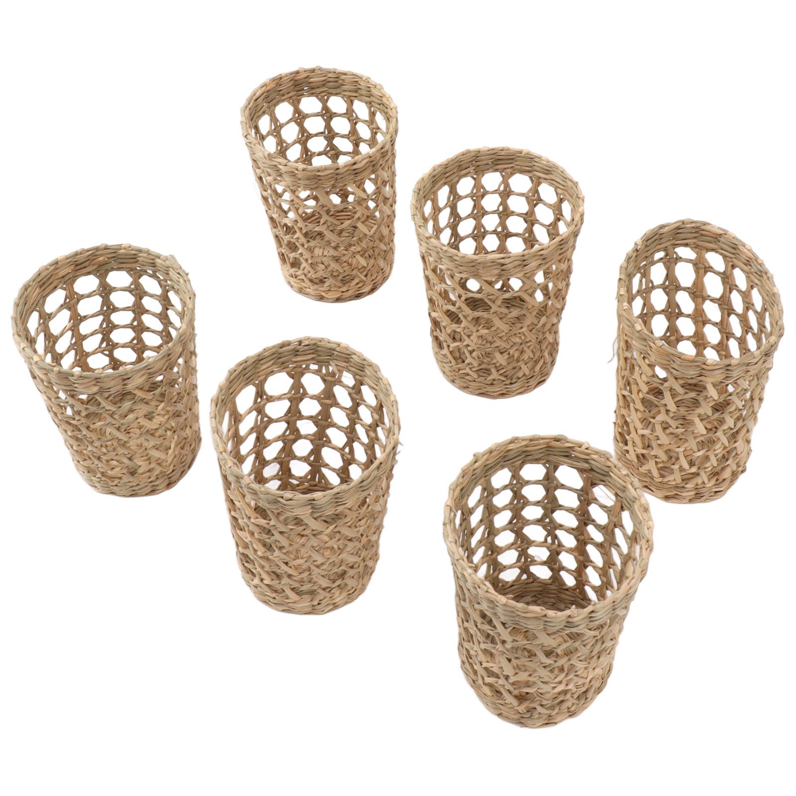 6 PCS Woven Cup Holders Anti Scald Hollow Straw Woven Glass Cup Sleeve for Glass Bottles Plastic Cups Mugs - Image 3