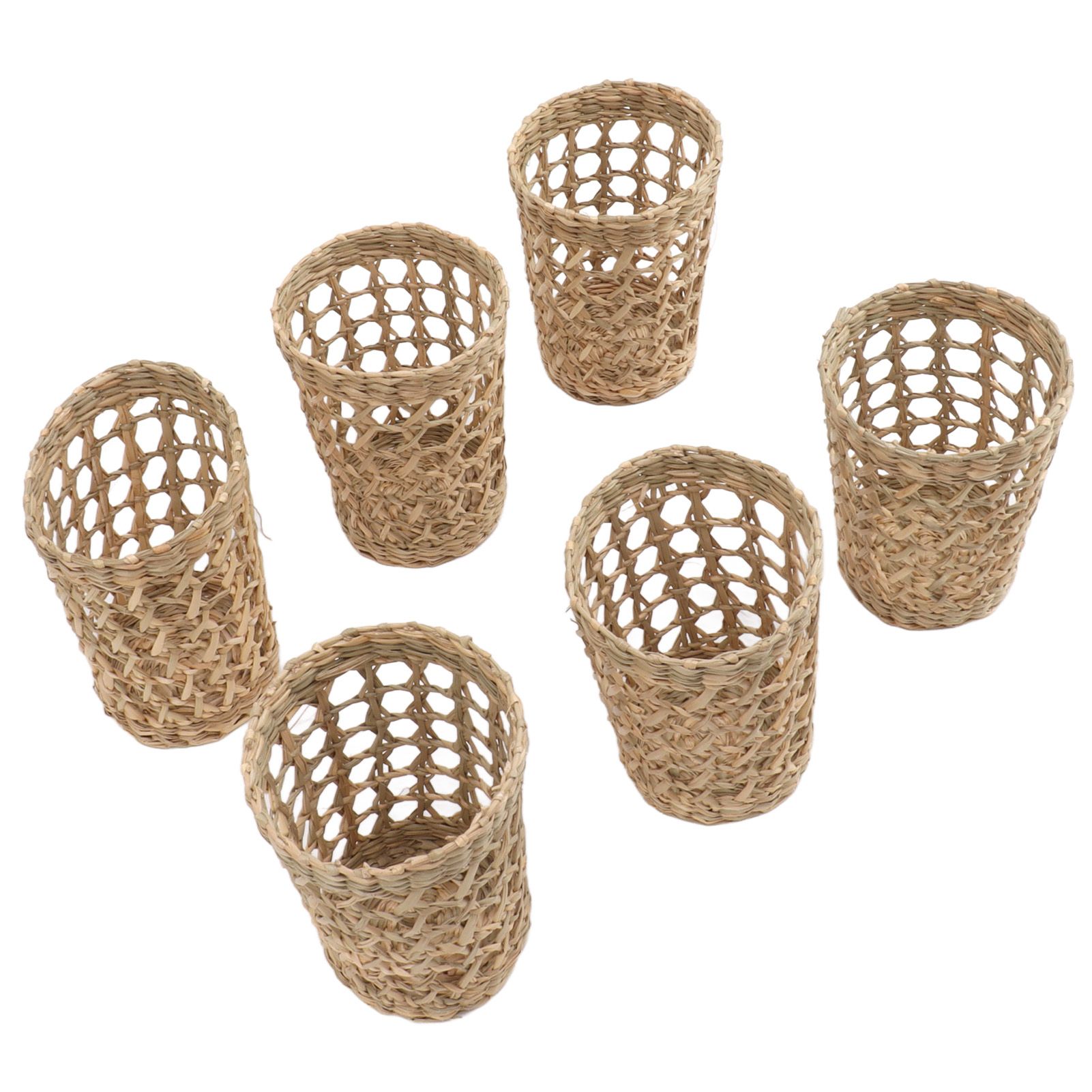 6 PCS Woven Cup Holders Anti Scald Hollow Straw Woven Glass Cup Sleeve for Glass Bottles Plastic Cups Mugs - Image 4