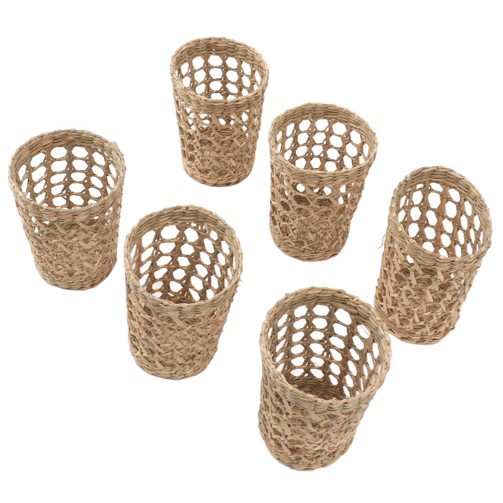 6 PCS Woven Cup Holders Anti Scald Hollow Straw Woven Glass Cup Sleeve for Glass Bottles Plastic Cups Mugs - Image 5