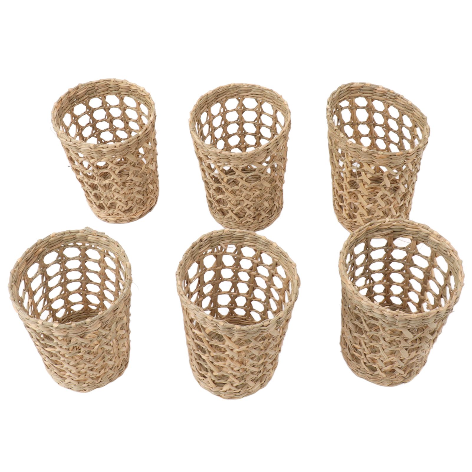 6 PCS Woven Cup Holders Anti Scald Hollow Straw Woven Glass Cup Sleeve for Glass Bottles Plastic Cups Mugs - Image 6