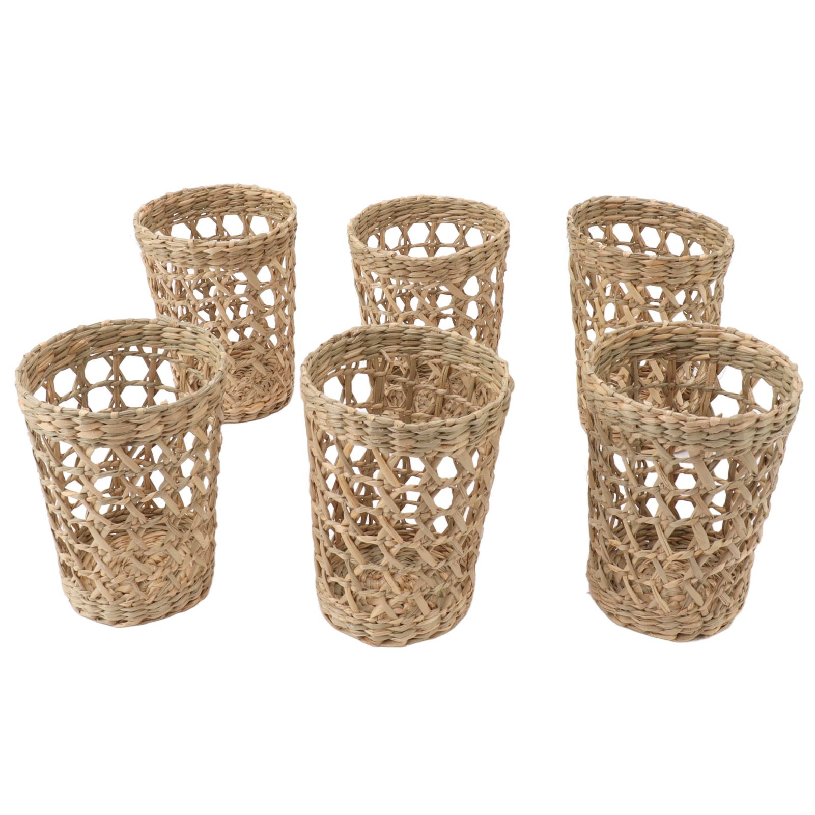 6 PCS Woven Cup Holders Anti Scald Hollow Straw Woven Glass Cup Sleeve for Glass Bottles Plastic Cups Mugs - Image 7