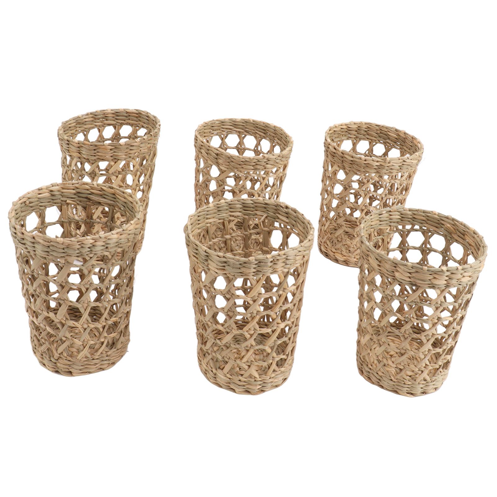 6 PCS Woven Cup Holders Anti Scald Hollow Straw Woven Glass Cup Sleeve for Glass Bottles Plastic Cups Mugs - Image 8