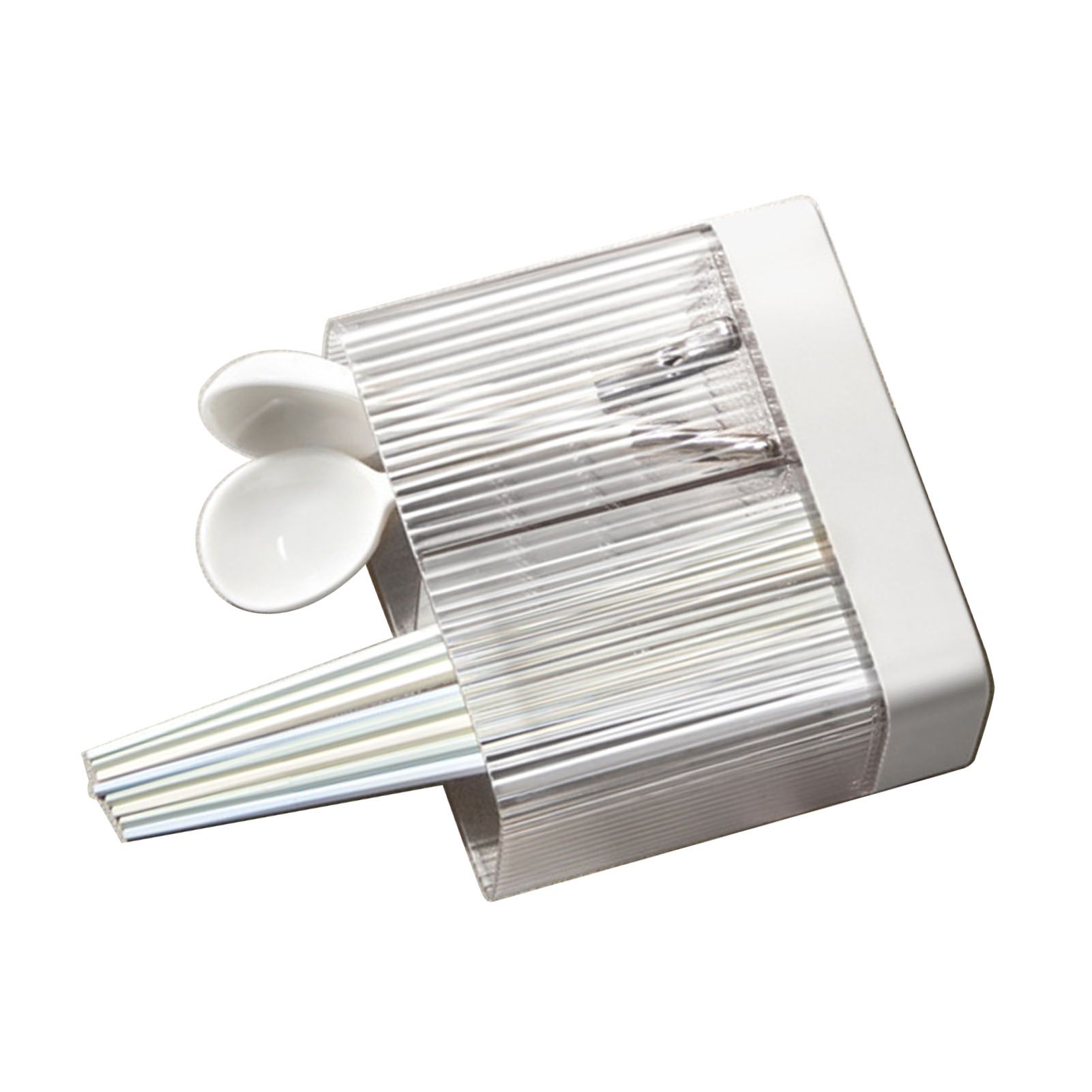 Kitchen Utensil Holder ABS Wall Mounted Multifunctional Draining Chopstick Cage Spoon Forks Storage Box for Home Countertop White - Image 3