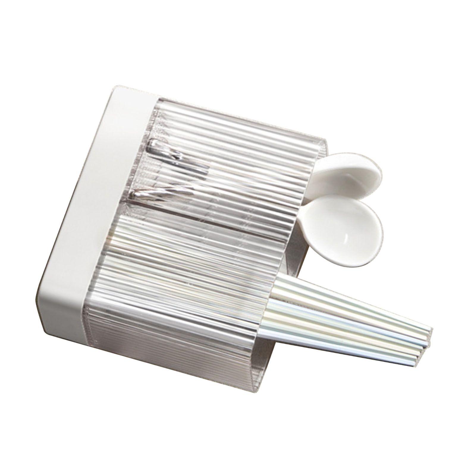Kitchen Utensil Holder ABS Wall Mounted Multifunctional Draining Chopstick Cage Spoon Forks Storage Box for Home Countertop White - Image 4