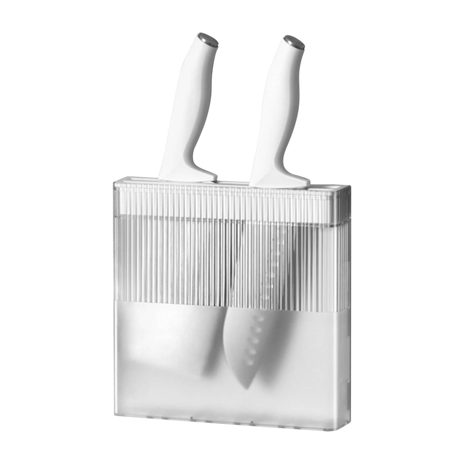 Knife Holder for Wall Knife Organizer Drill Free Wall Mounted Knife Block Holder Detachable Storage Stand White - Image 1