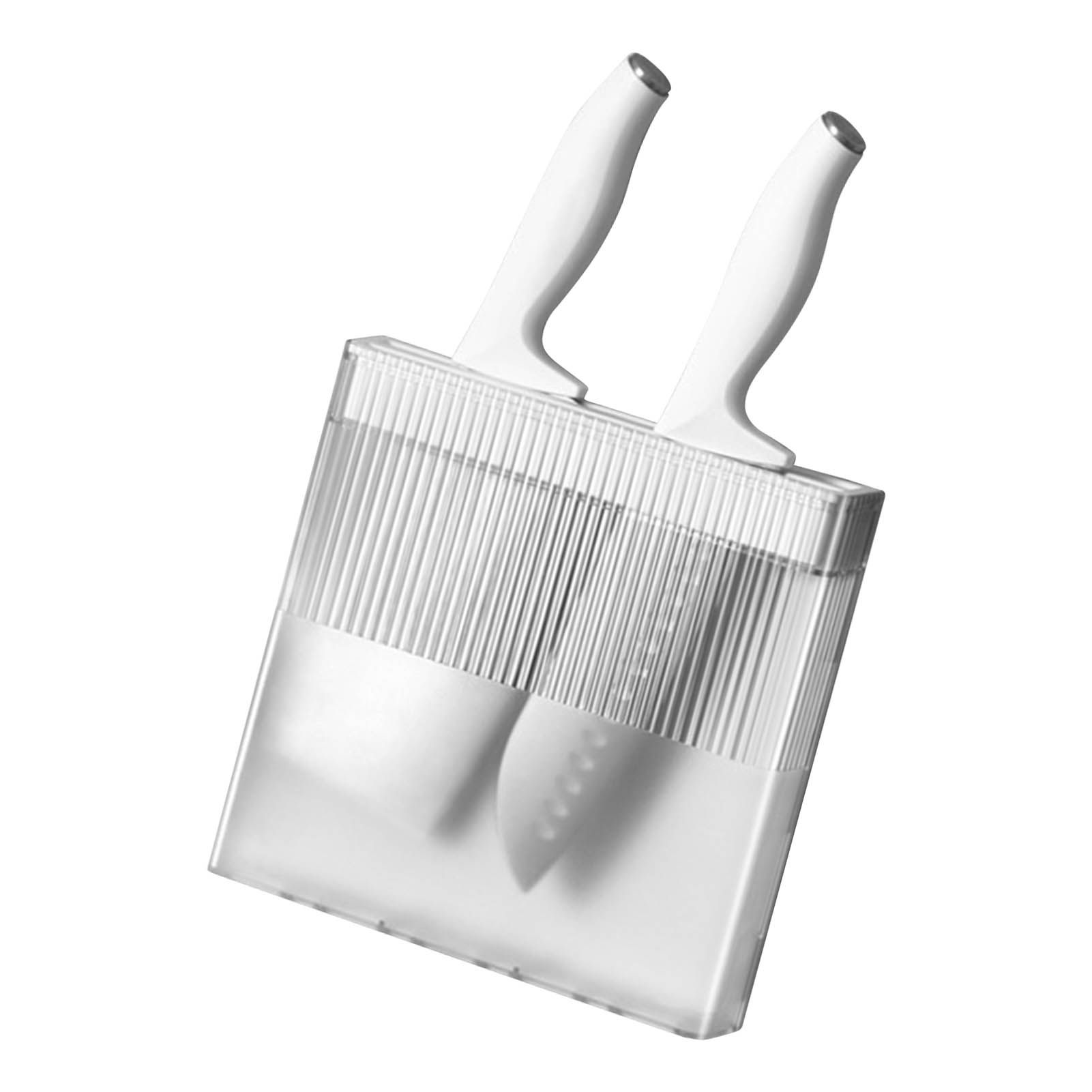 Knife Holder for Wall Knife Organizer Drill Free Wall Mounted Knife Block Holder Detachable Storage Stand White - Image 2