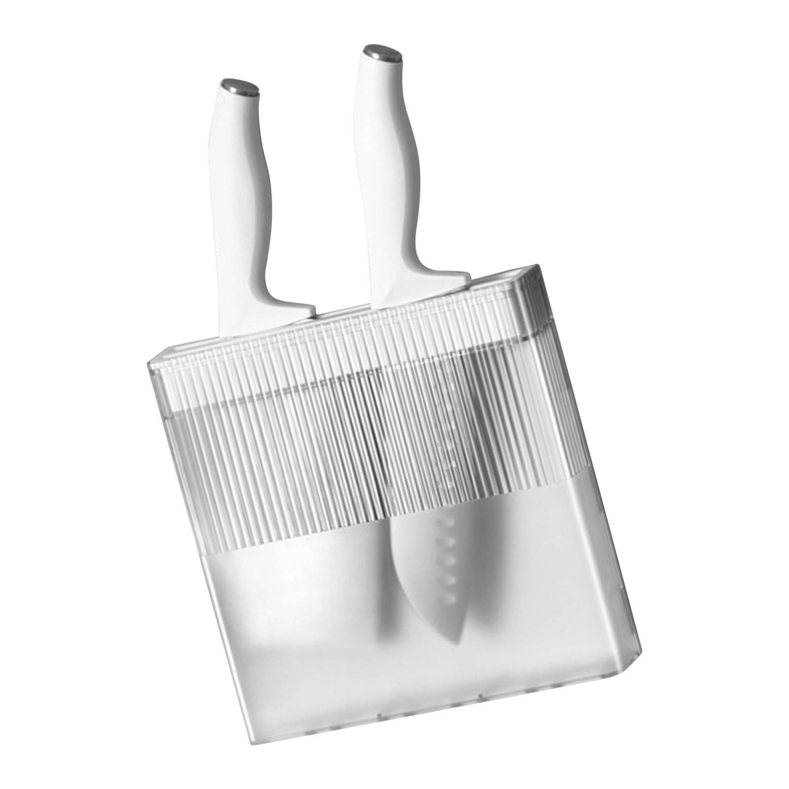 Knife Holder for Wall Knife Organizer Drill Free Wall Mounted Knife Block Holder Detachable Storage Stand White - Image 3