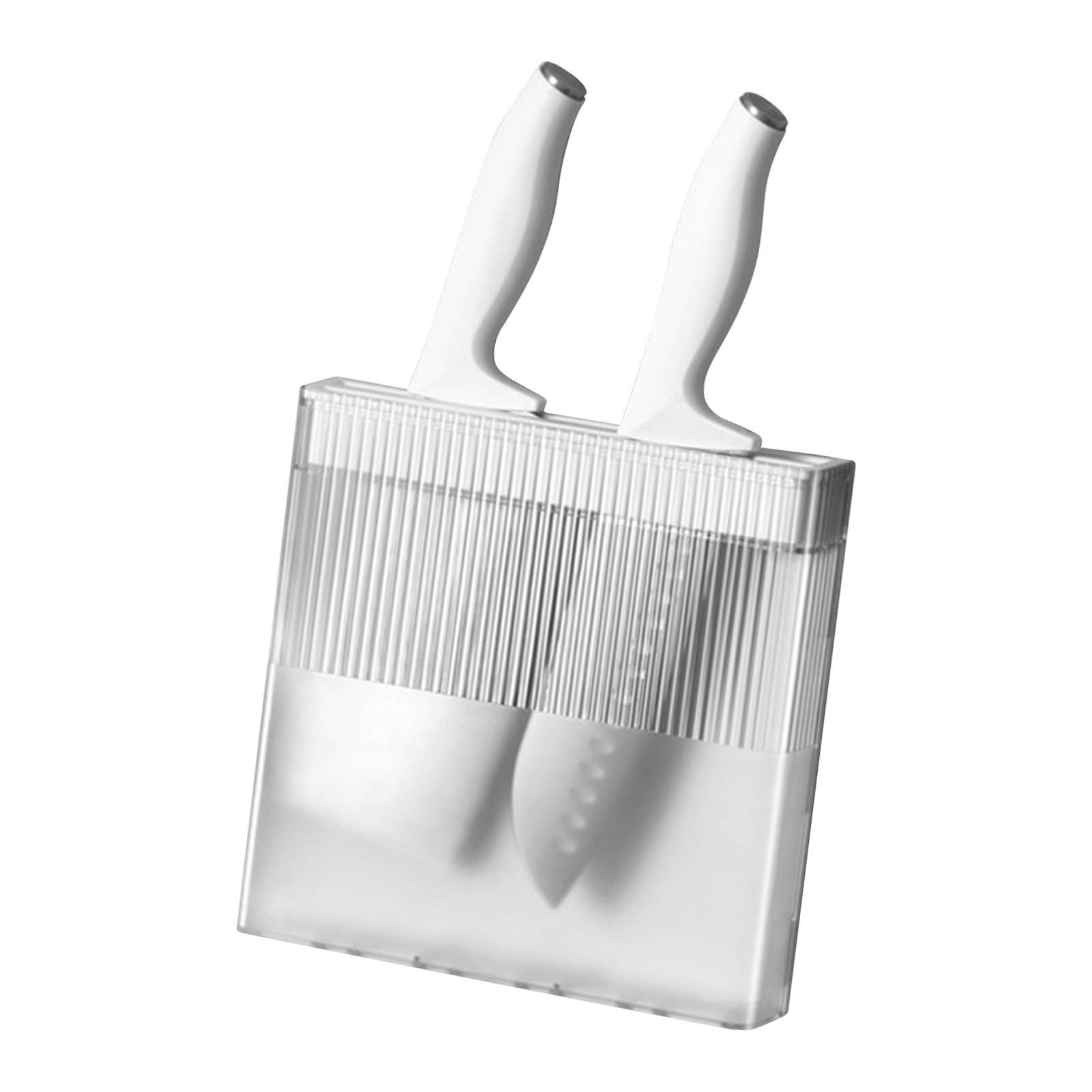 Knife Holder for Wall Knife Organizer Drill Free Wall Mounted Knife Block Holder Detachable Storage Stand White - Image 4