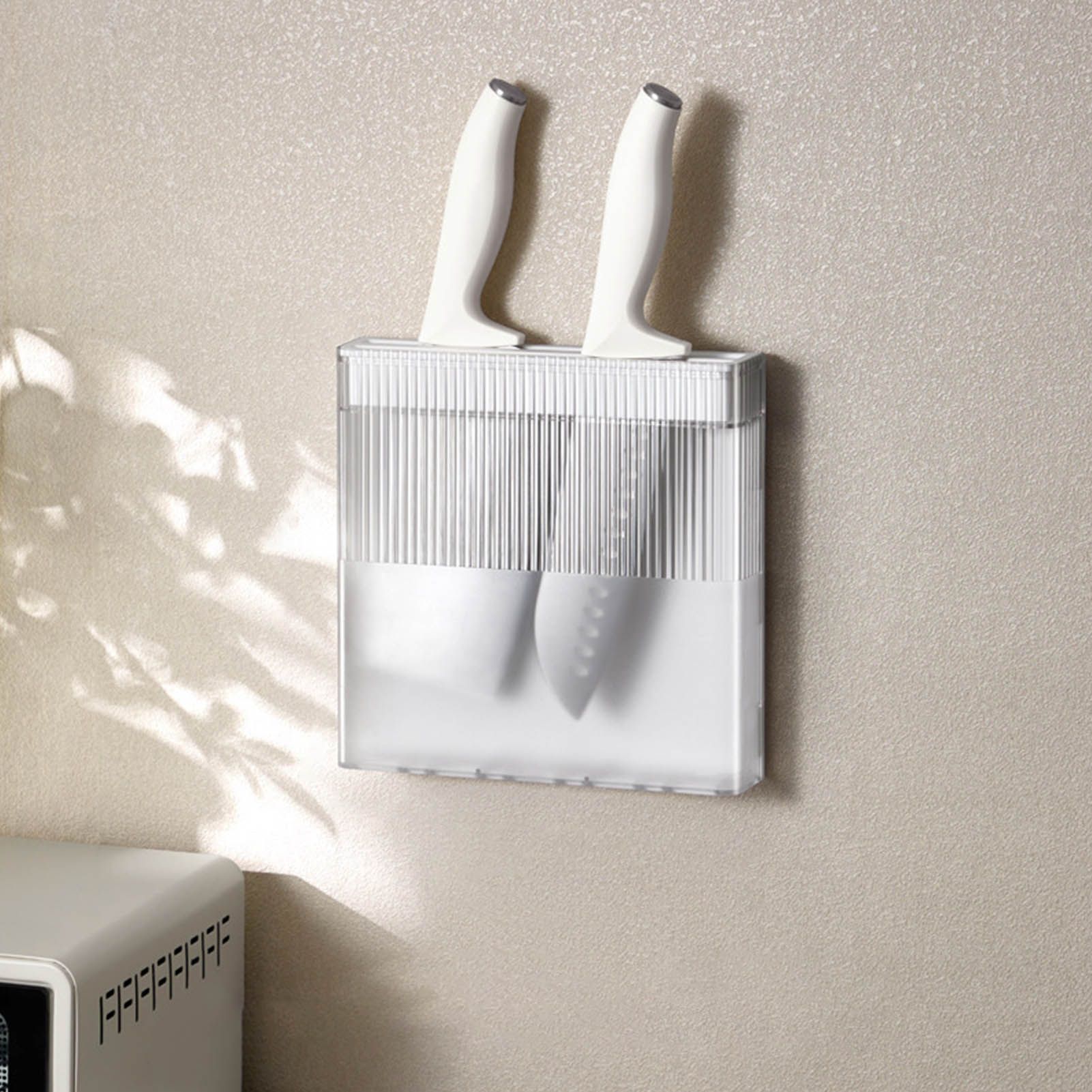 Knife Holder for Wall Knife Organizer Drill Free Wall Mounted Knife Block Holder Detachable Storage Stand White - Image 5