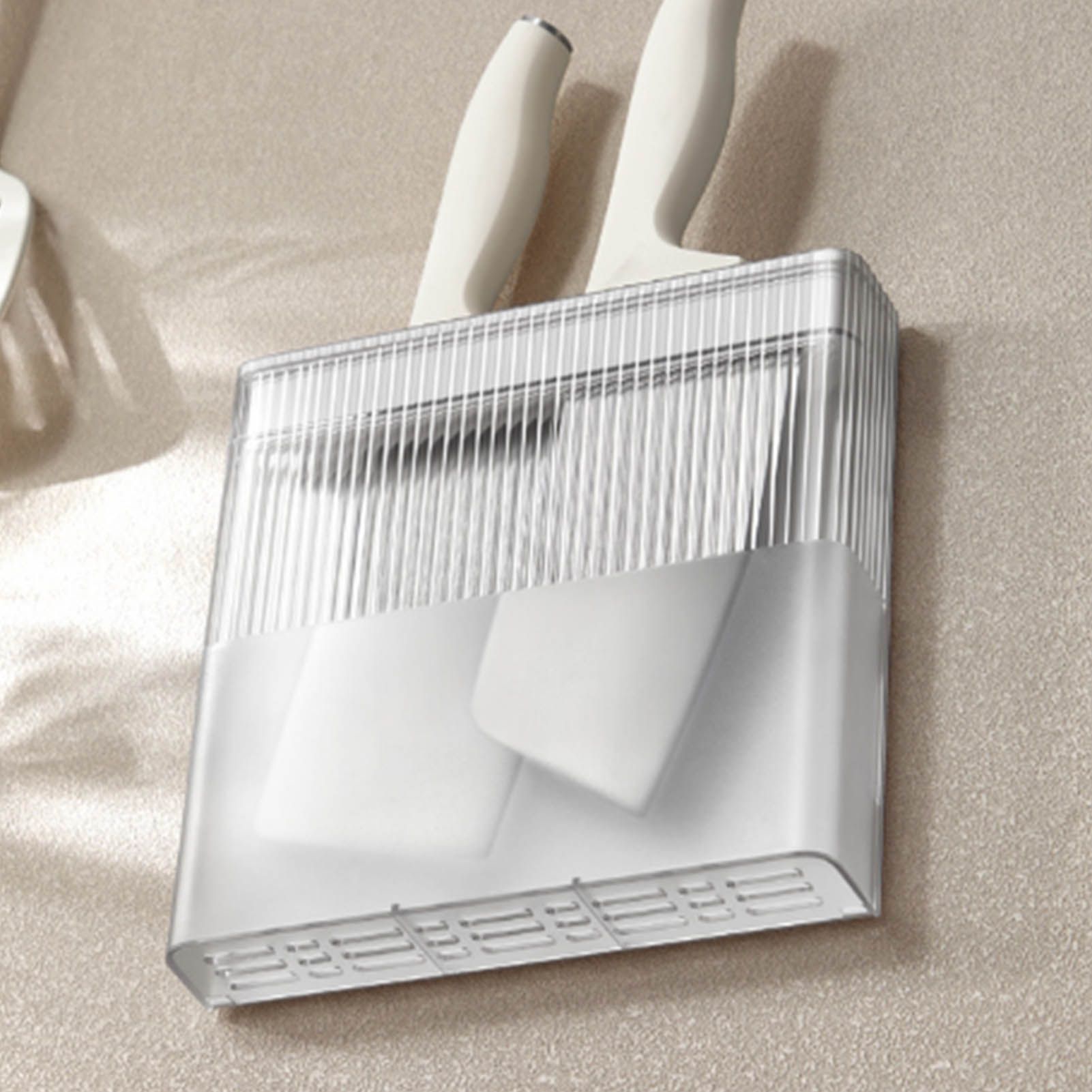 Knife Holder for Wall Knife Organizer Drill Free Wall Mounted Knife Block Holder Detachable Storage Stand White - Image 6