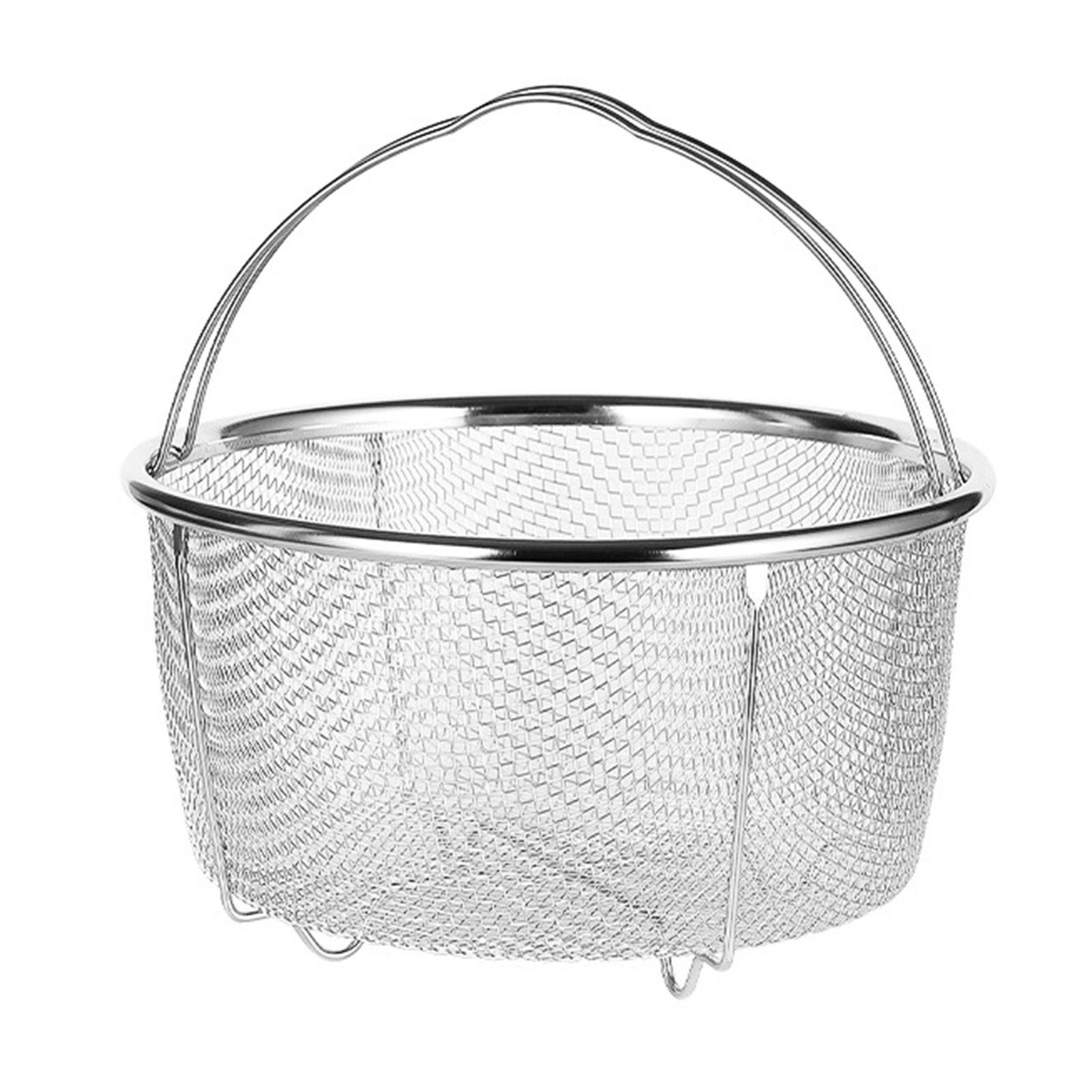 Mesh Steaming Basket Stainless Steel Comfortable Handles Heat Resistant Steaming Basket for Cooking Kitchen 18x18cm - Image 1