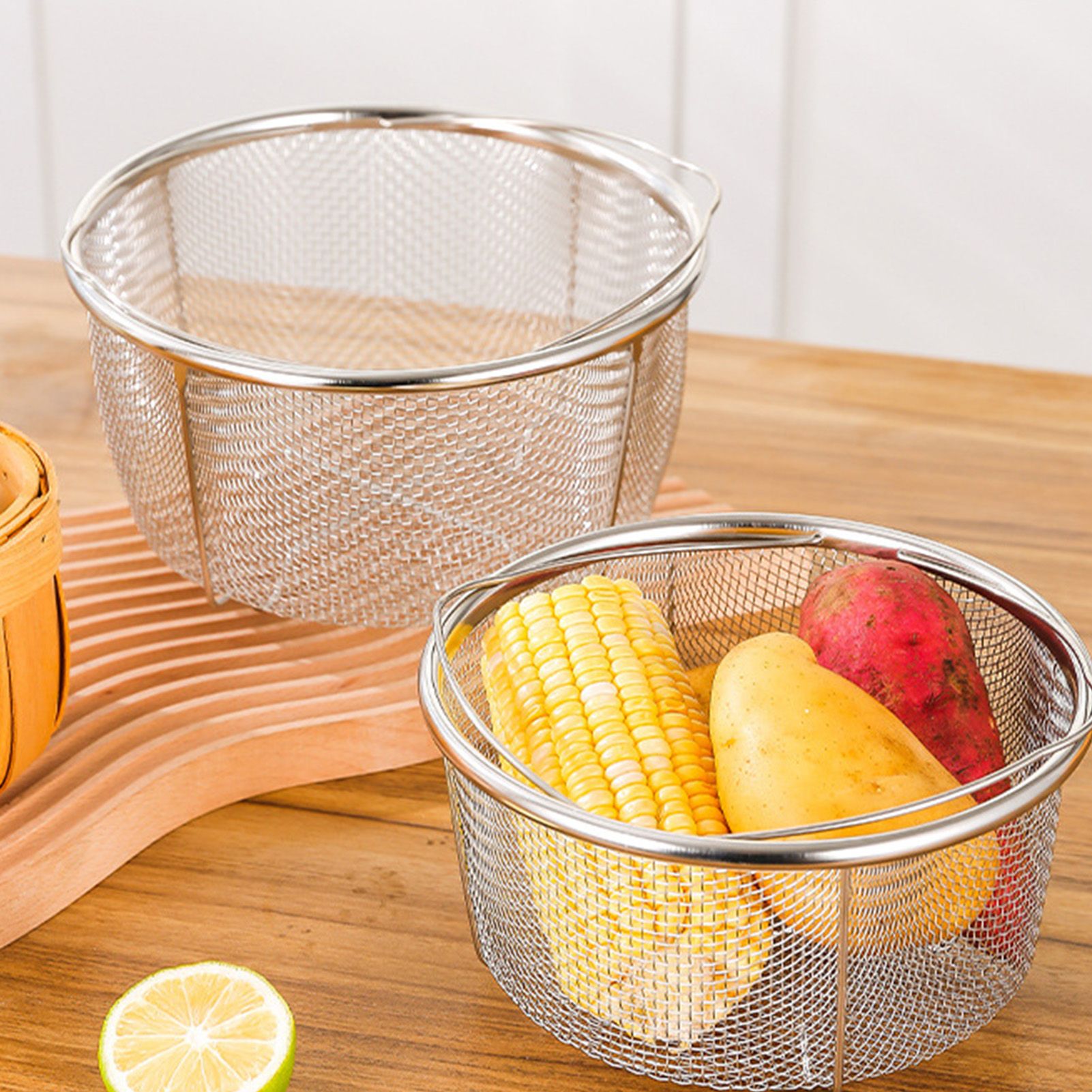Mesh Steaming Basket Stainless Steel Comfortable Handles Heat Resistant Steaming Basket for Cooking Kitchen 18x18cm - Image 8
