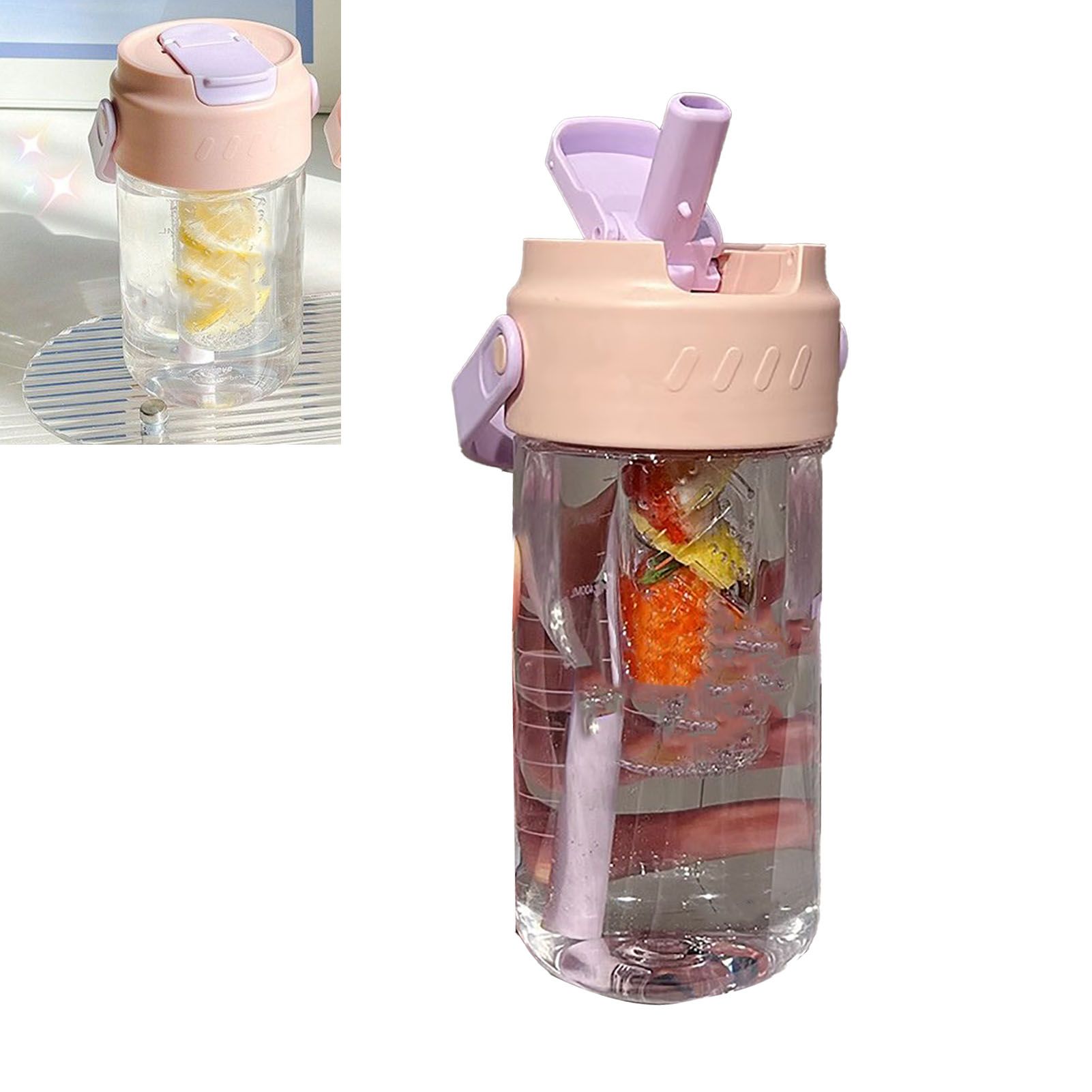 Straw Water Bottle Built in Tea Strainer with Handle PC 700ml Beautiful Cute Straw Bottle for Girls Women Pink - Image 5