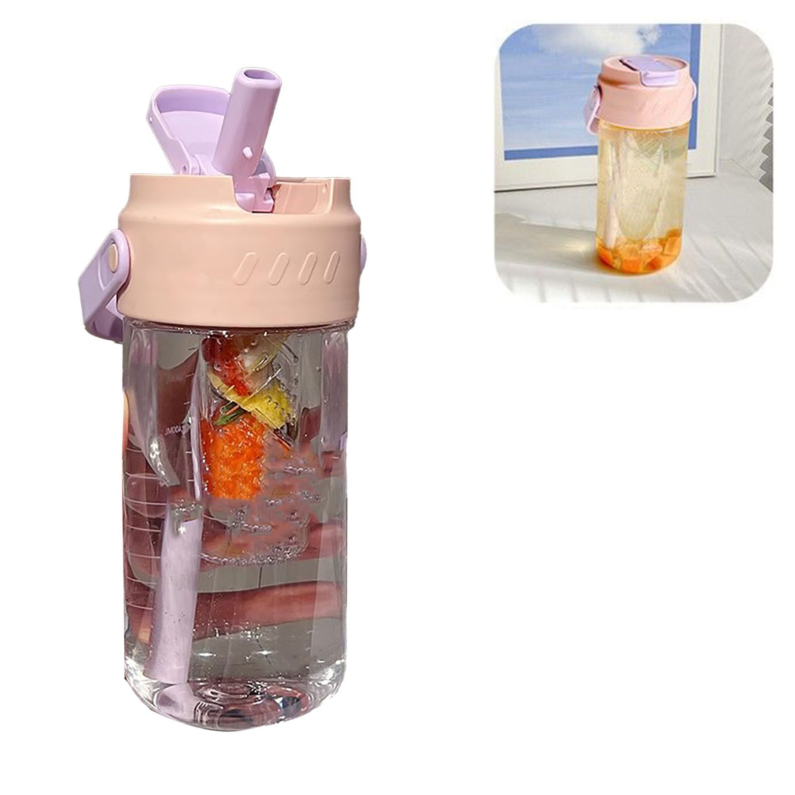 Straw Water Bottle Built in Tea Strainer with Handle PC 700ml Beautiful Cute Straw Bottle for Girls Women Pink - Image 6